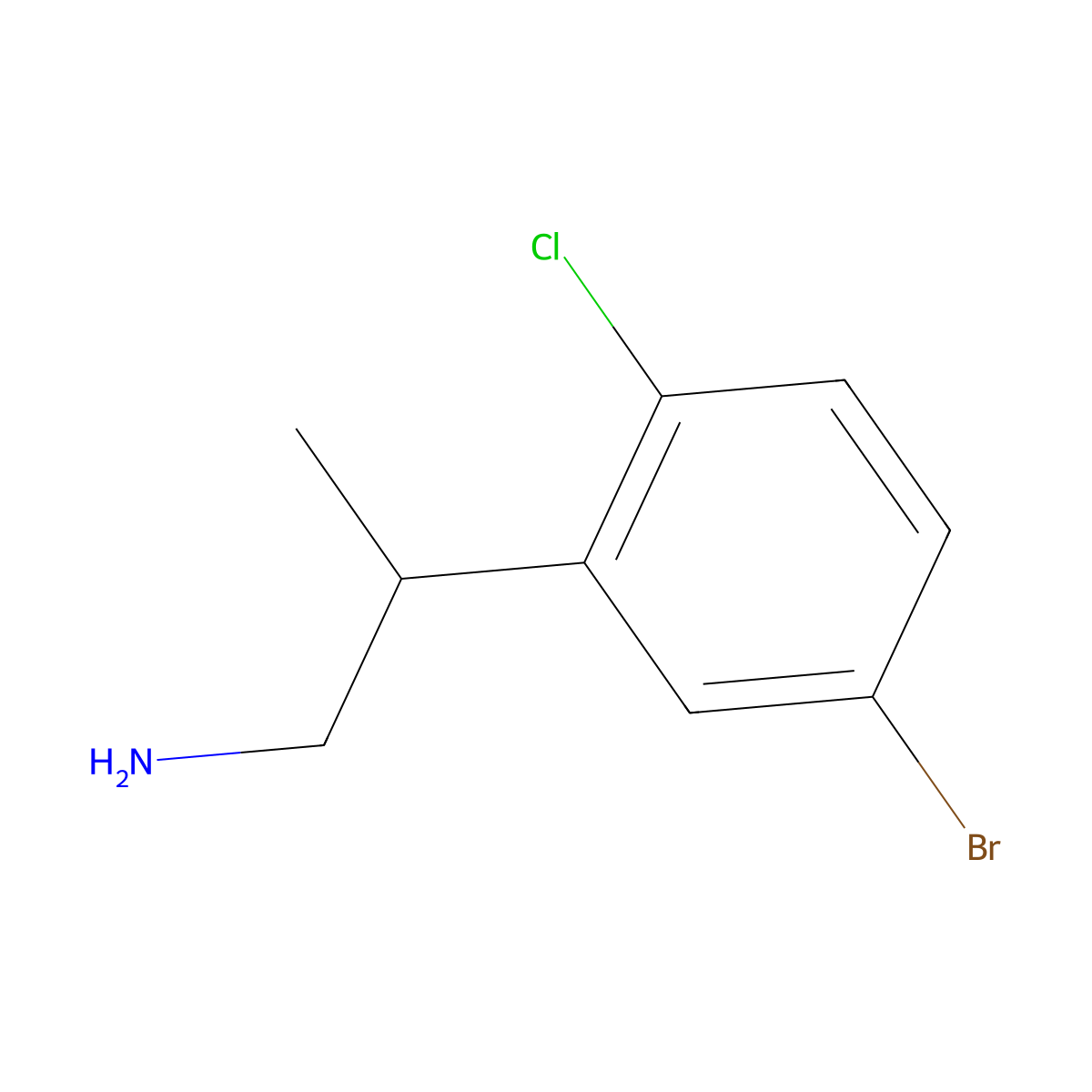 2-(5-Bromo-2-chlorophenyl)propan-1-amine molecular structure, CAS 1500612-42-9
