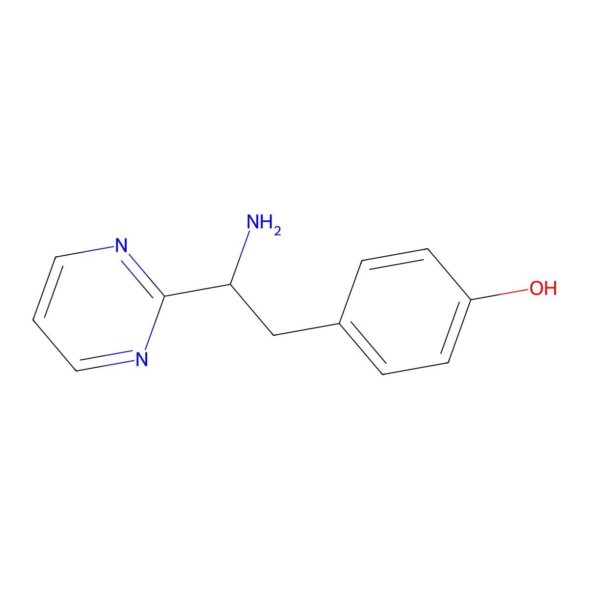 4-[2-Amino-2-(pyrimidin-2-YL)ethyl]phenol molecular structure, CAS 1500613-96-6