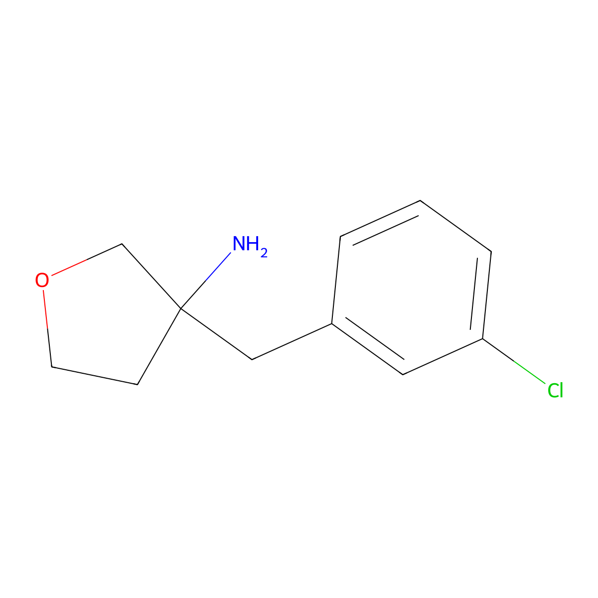 3-[(3-Chlorophenyl)methyl]oxolan-3-amine molecular structure, CAS 1500641-40-6