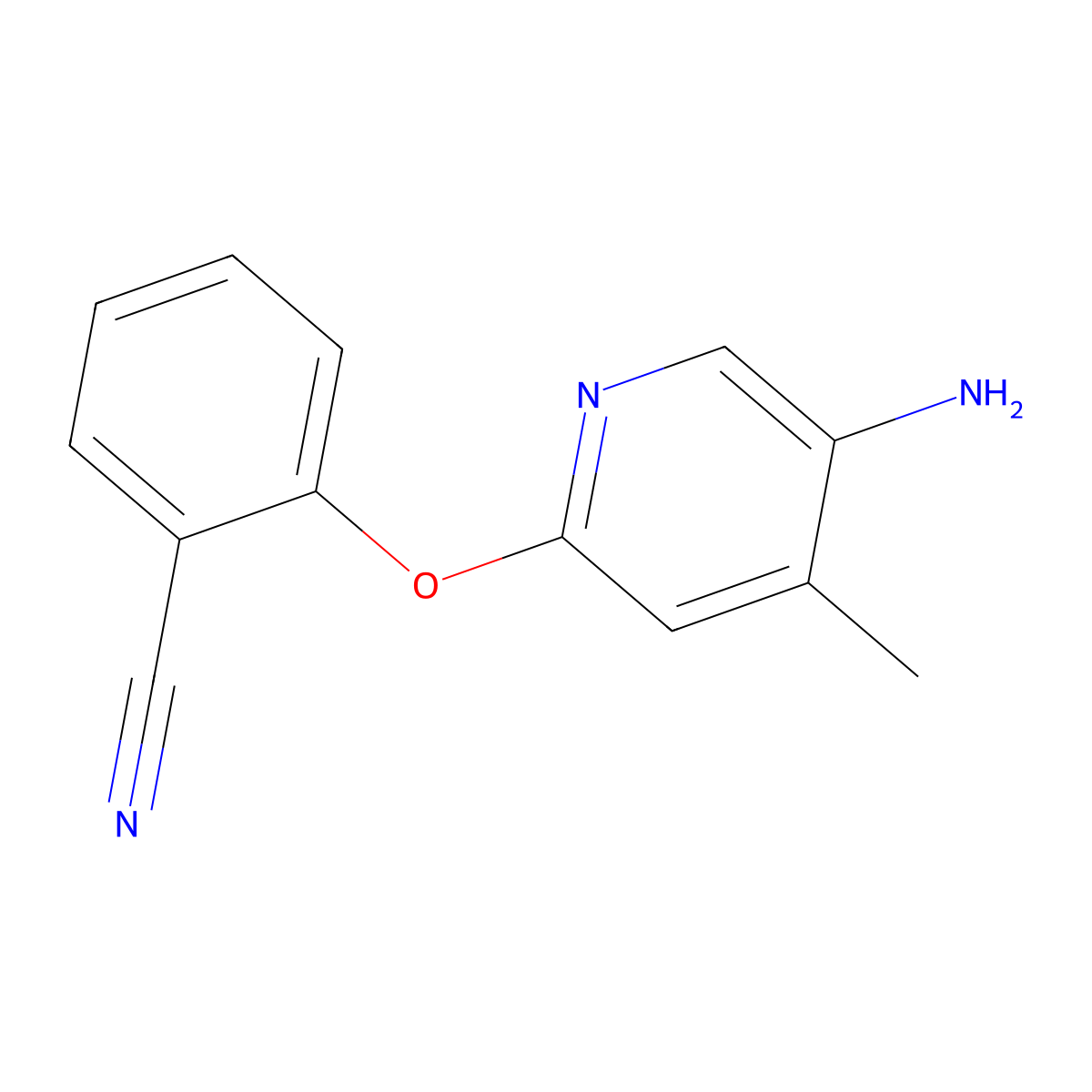 2-[(5-Amino-4-methylpyridin-2-yl)oxy]benzonitrile molecular structure, CAS 1500642-52-3