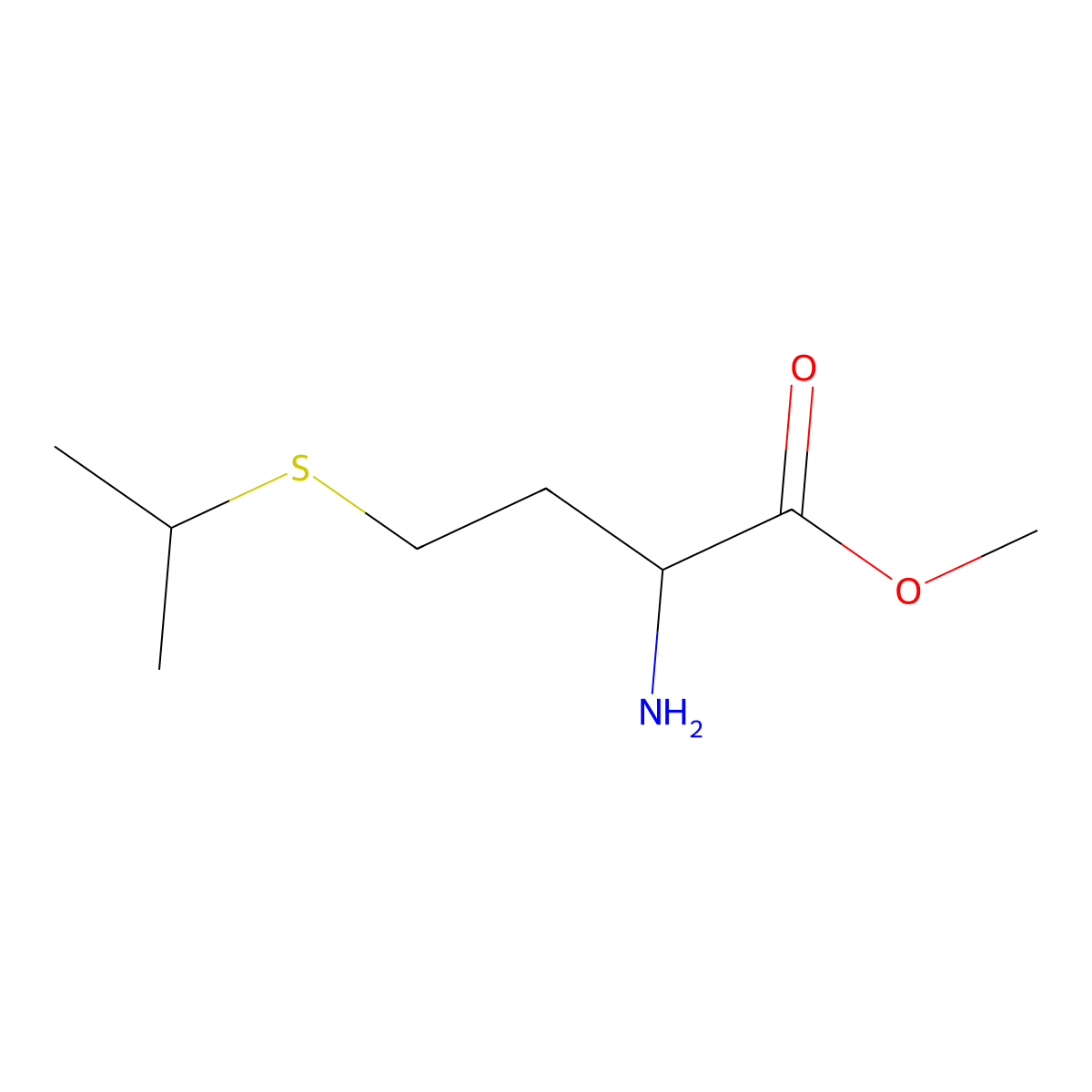 Methyl 2-amino-4-(propan-2-ylsulfanyl)butanoate molecular structure, CAS 1500649-95-5