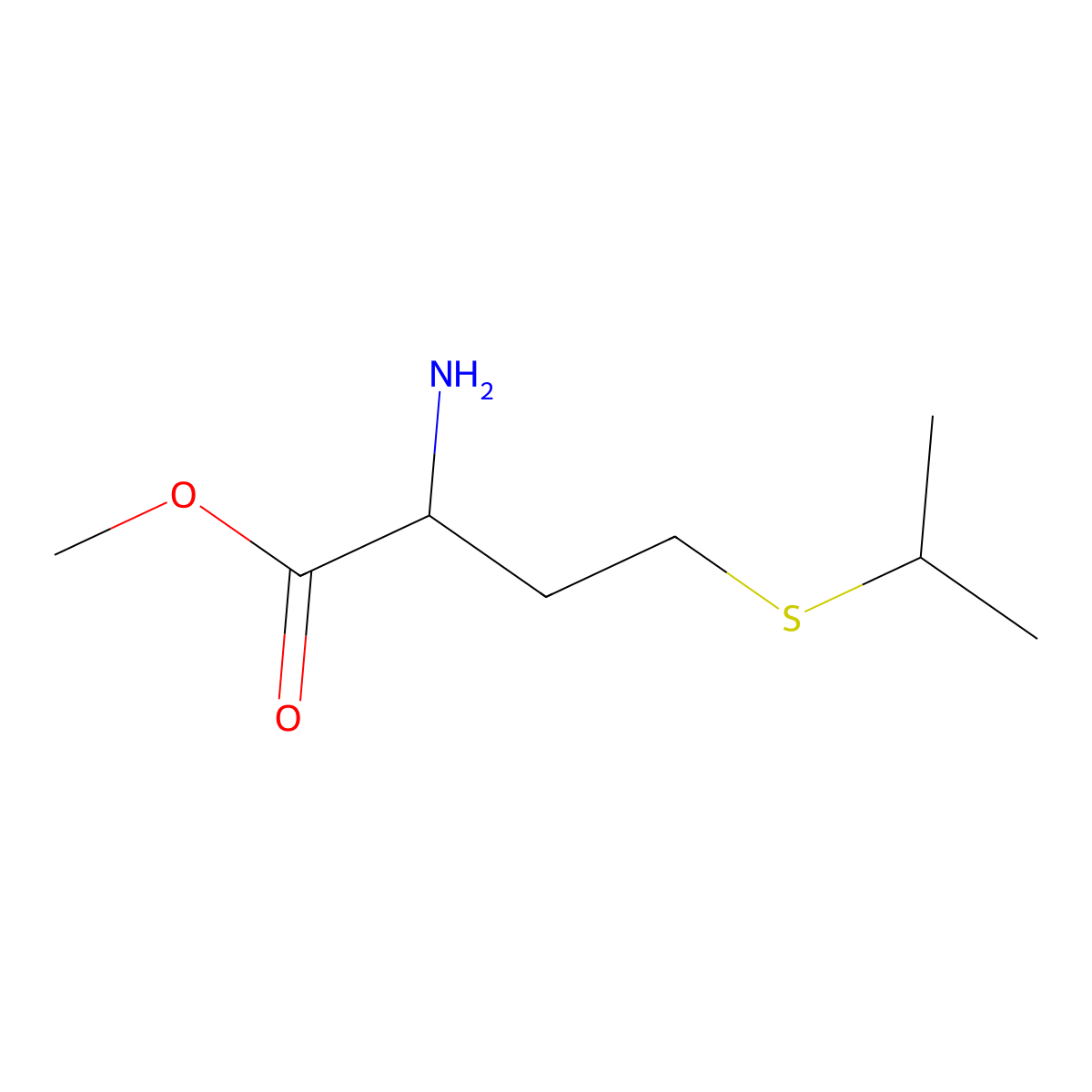 Methyl 2-amino-4-(propan-2-ylsulfanyl)butanoate molecular structure, CAS 1500649-95-5