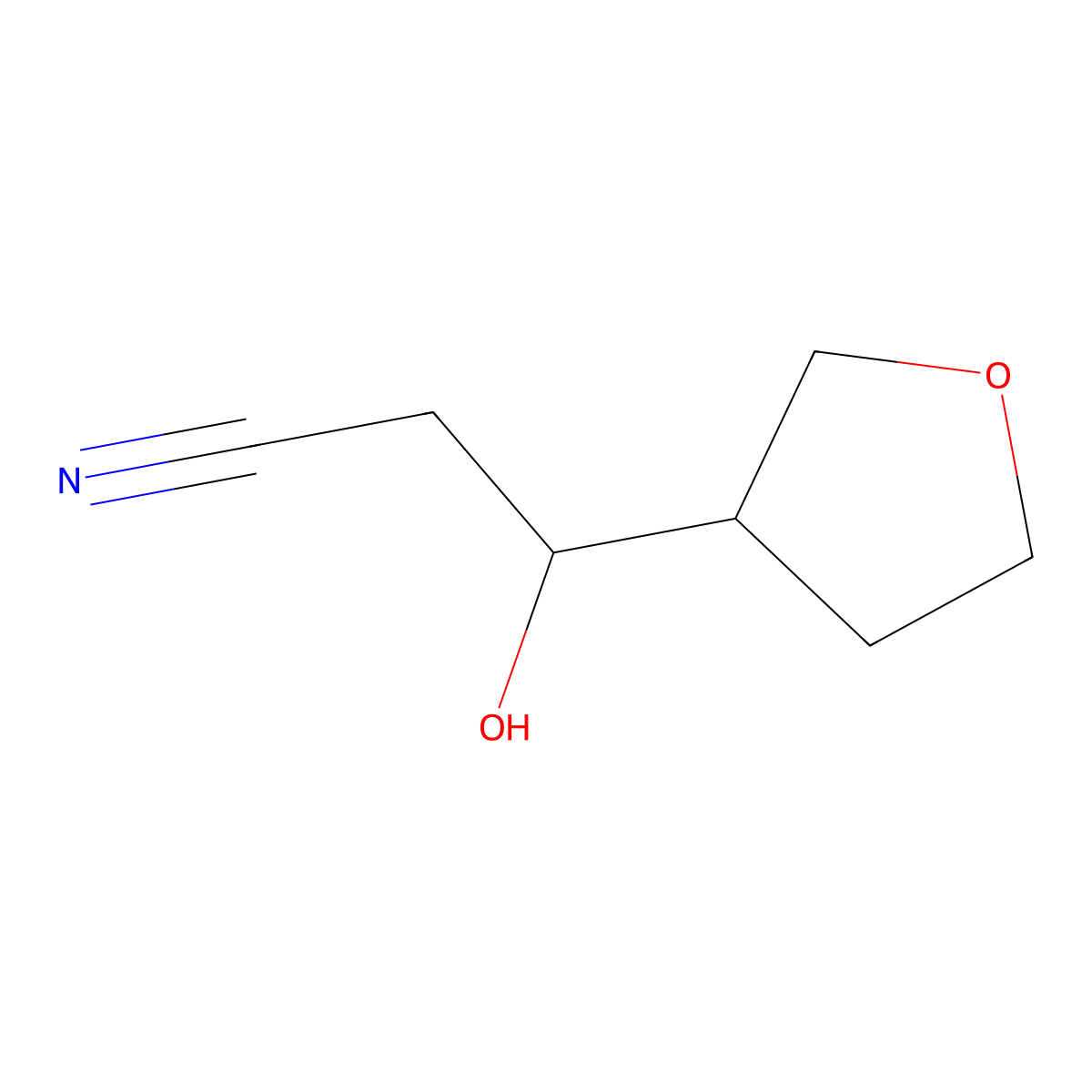 3-Hydroxy-3-(oxolan-3-YL)propanenitrile molecular structure, CAS 1500701-17-6