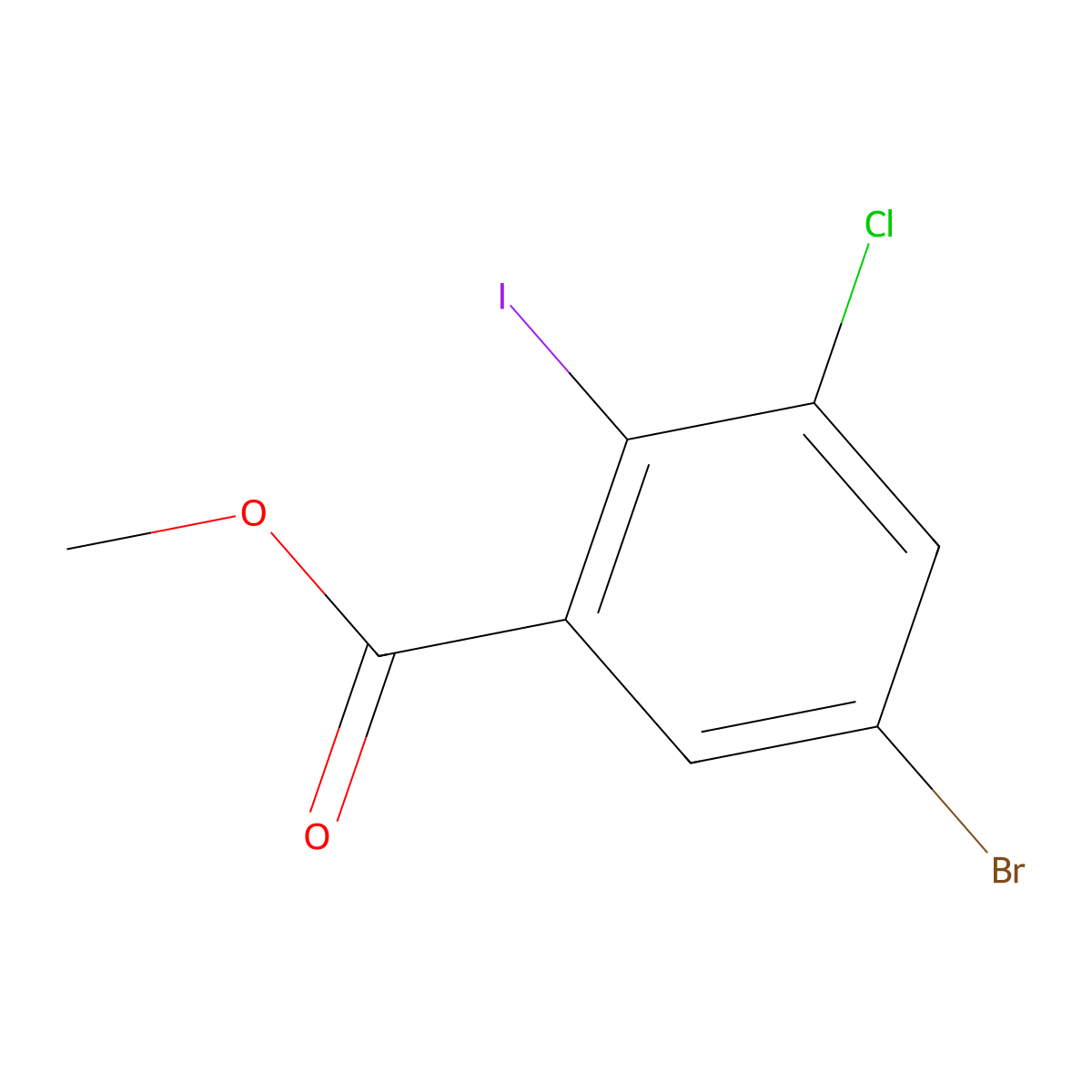 Methyl 5-bromo-3-chloro-2-iodobenzoate molecular structure, CAS 1500711-66-9
