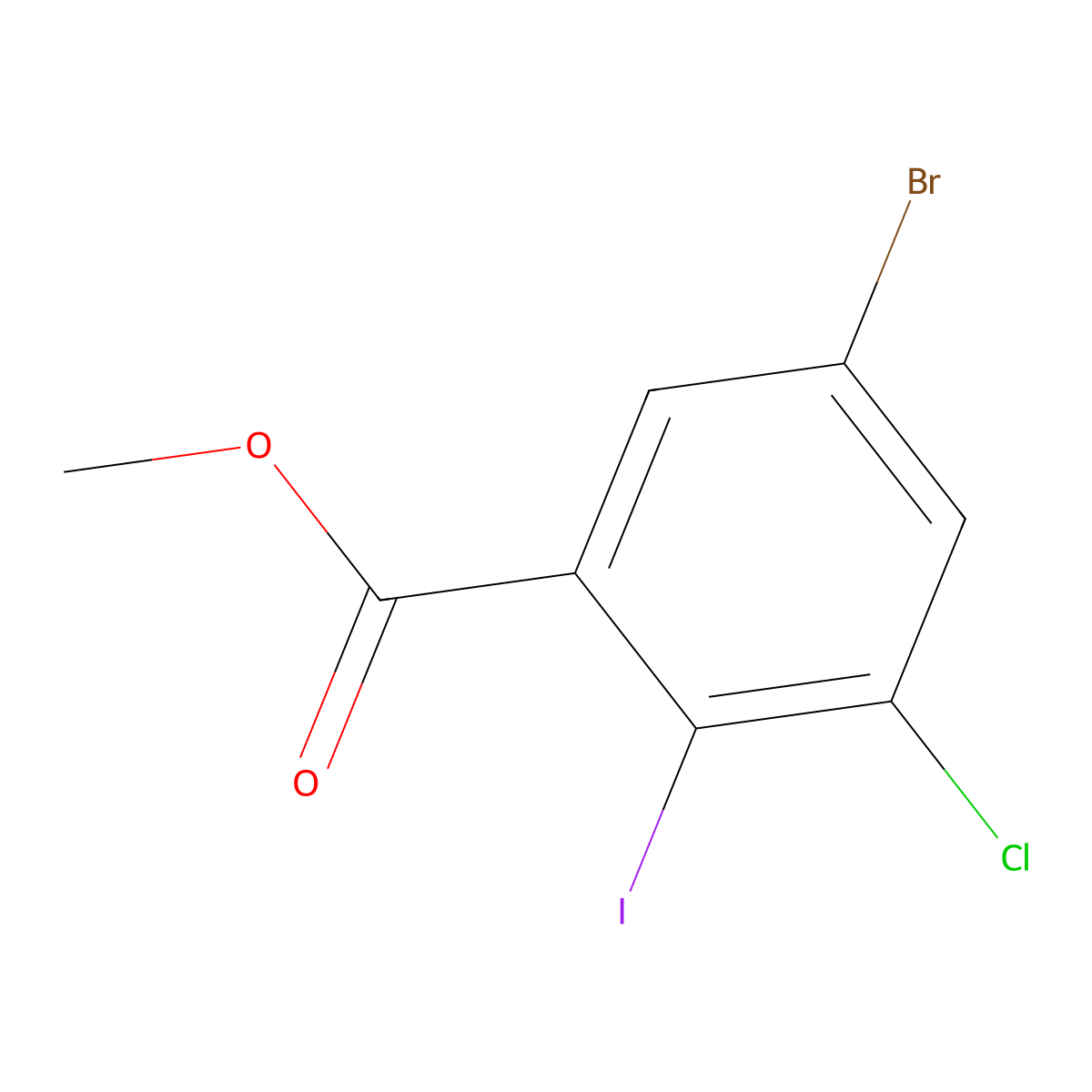 Methyl 5-bromo-3-chloro-2-iodobenzoate molecular structure, CAS 1500711-66-9