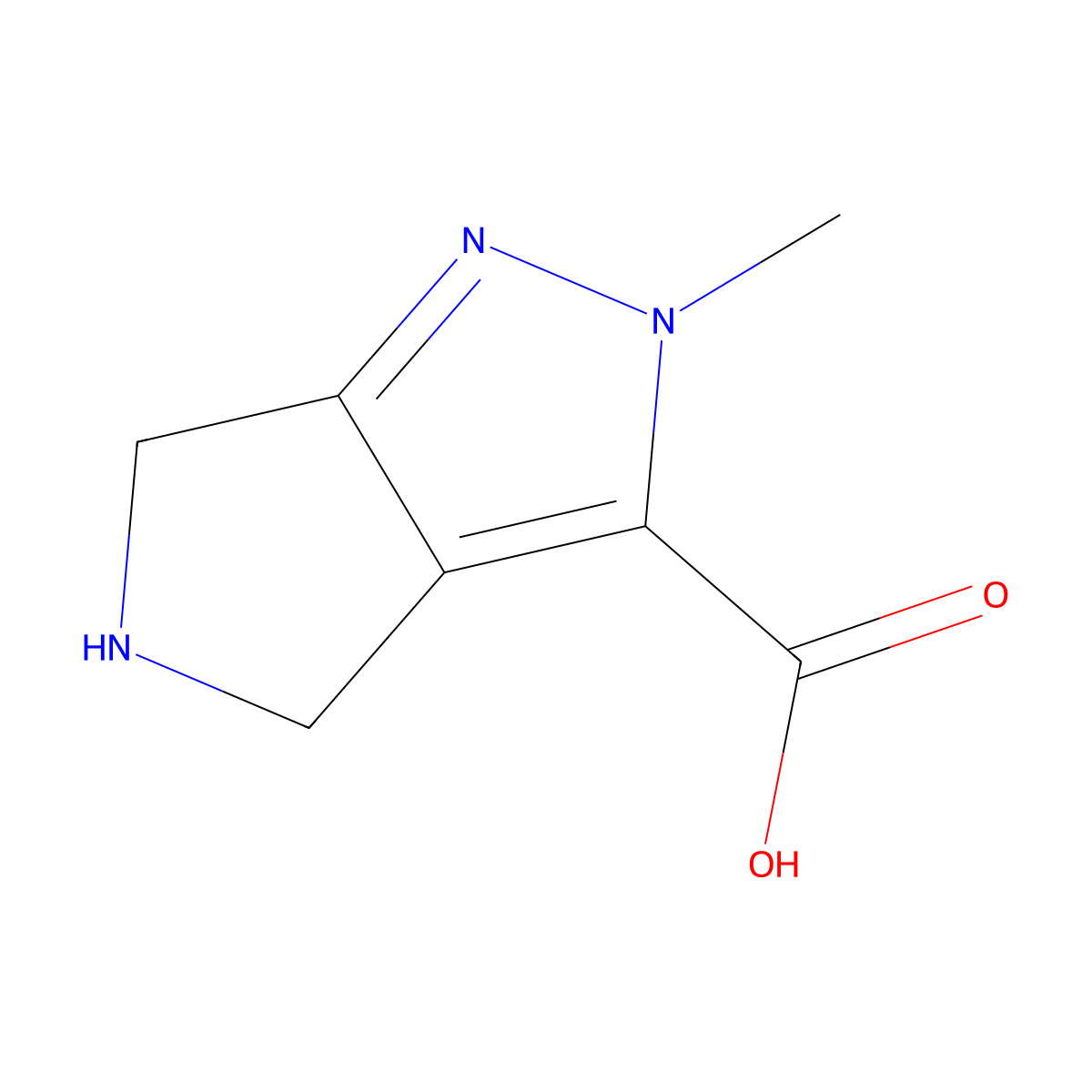 2-methyl-2H,4H,5H,6H-pyrrolo[3,4-c]pyrazole-3-carboxylic acid molecular structure, CAS 1500722-18-8