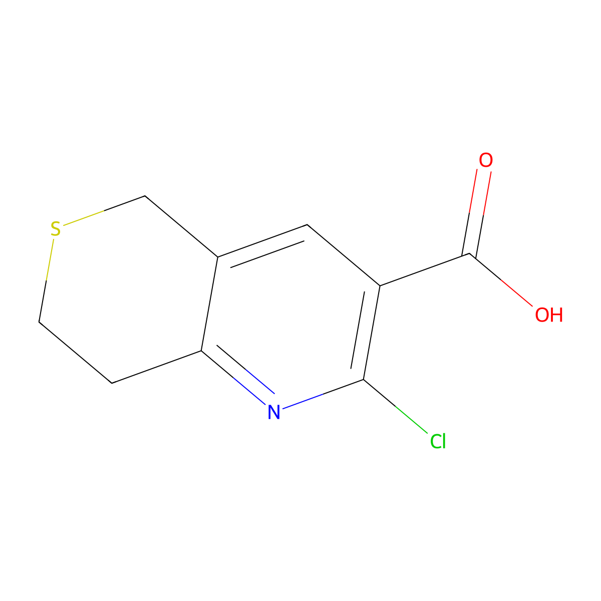 2-chloro-5H,7H,8H-thiopyrano[4,3-b]pyridine-3-carboxylic acid molecular structure, CAS 1500723-73-8