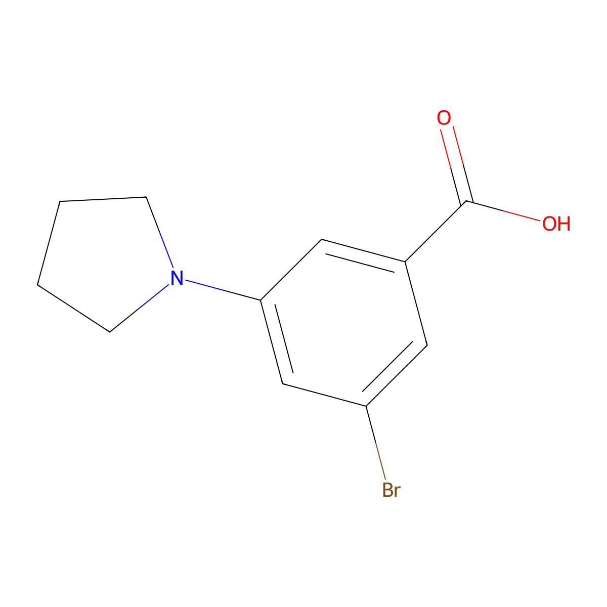 3-Bromo-5-(pyrrolidin-1-yl)benzoic acid molecular structure, CAS 1500723-92-1