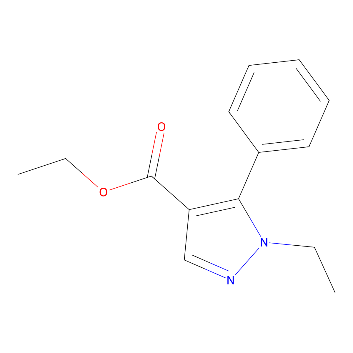 ethyl 1-ethyl-5-phenyl-1H-pyrazole-4-carboxylate molecular structure, CAS 1500755-50-9