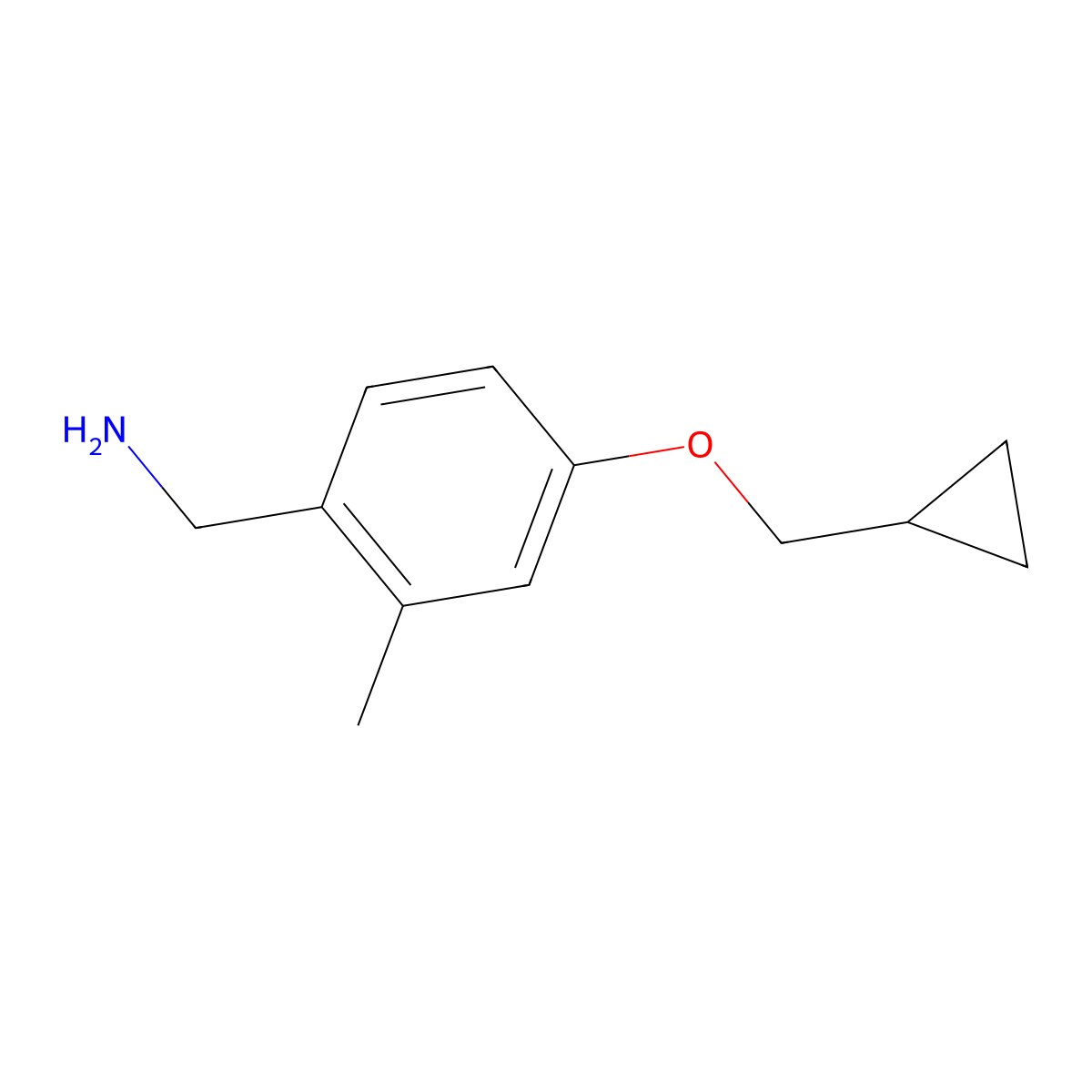 [4-(Cyclopropylmethoxy)-2-methylphenyl]methanamine molecular structure, CAS 1500757-89-0