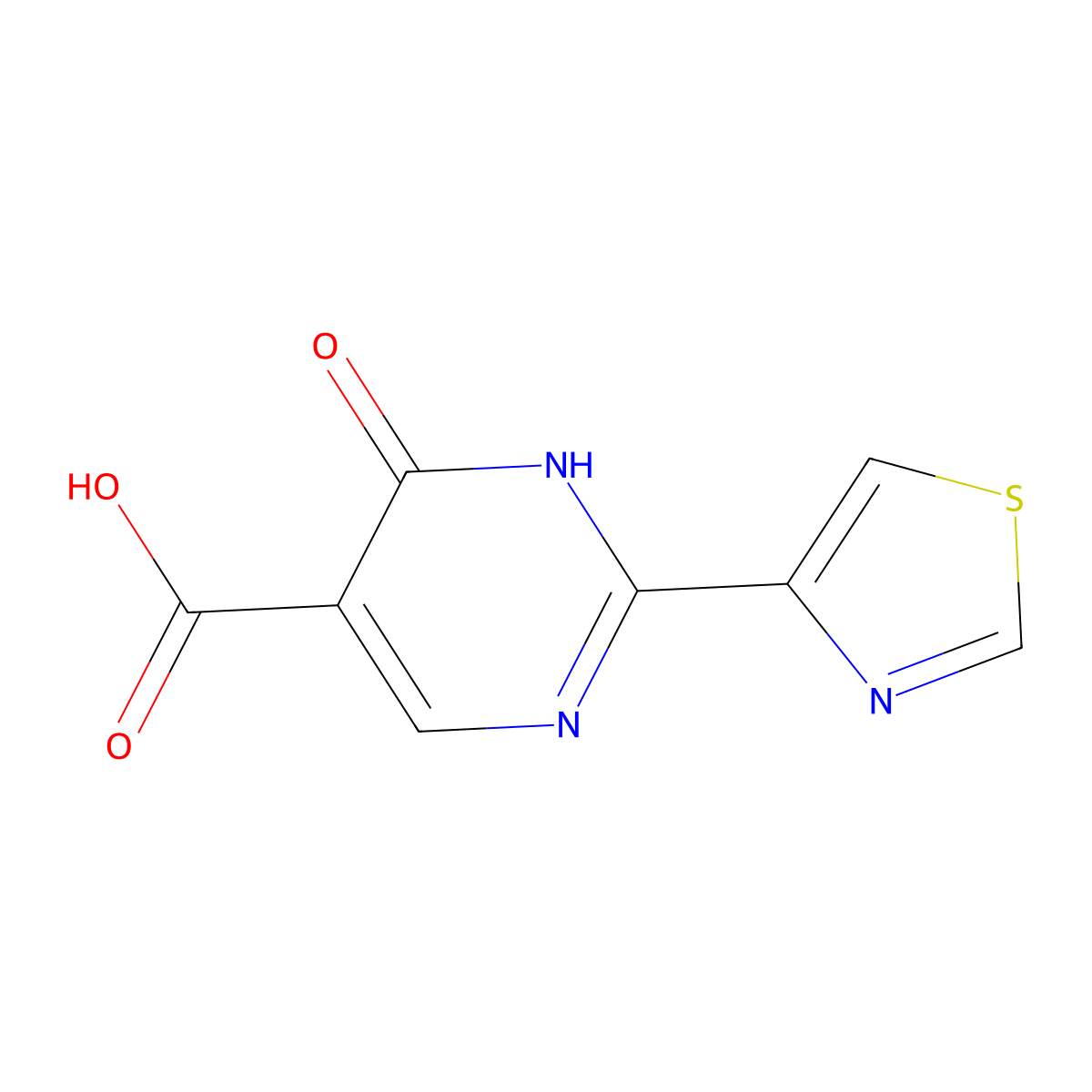 6-Oxo-2-(1,3-thiazol-4-yl)-1,6-dihydropyrimidine-5-carboxylic acid molecular structure, CAS 1500761-63-6