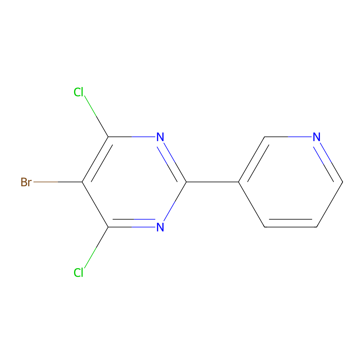 5-Bromo-4,6-dichloro-2-(pyridin-3-yl)pyrimidine molecular structure, CAS 1500770-61-5