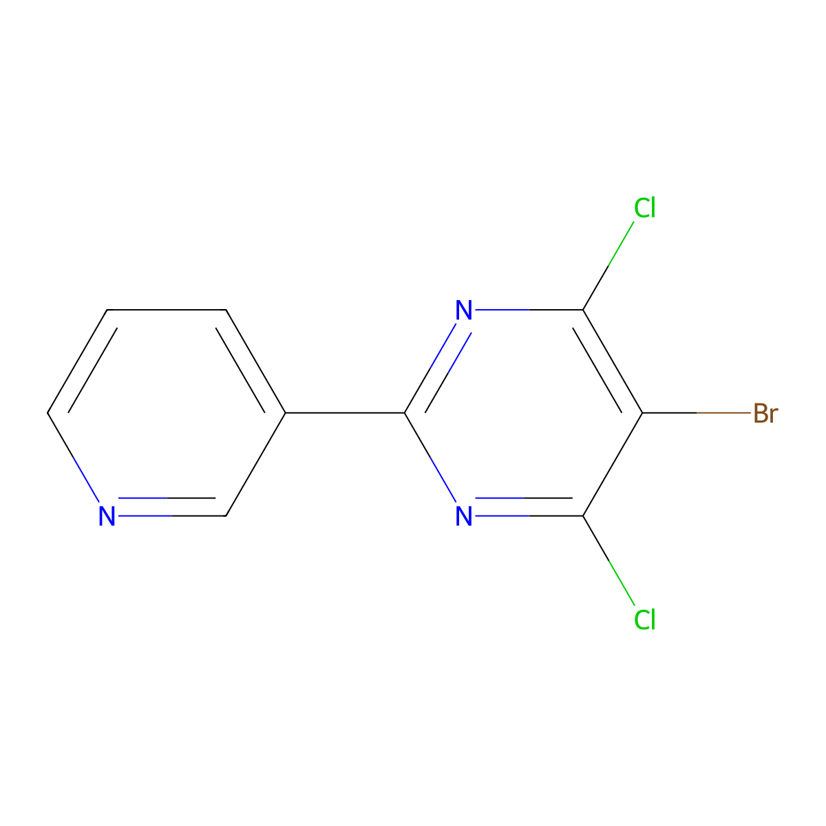 5-Bromo-4,6-dichloro-2-(pyridin-3-yl)pyrimidine molecular structure, CAS 1500770-61-5