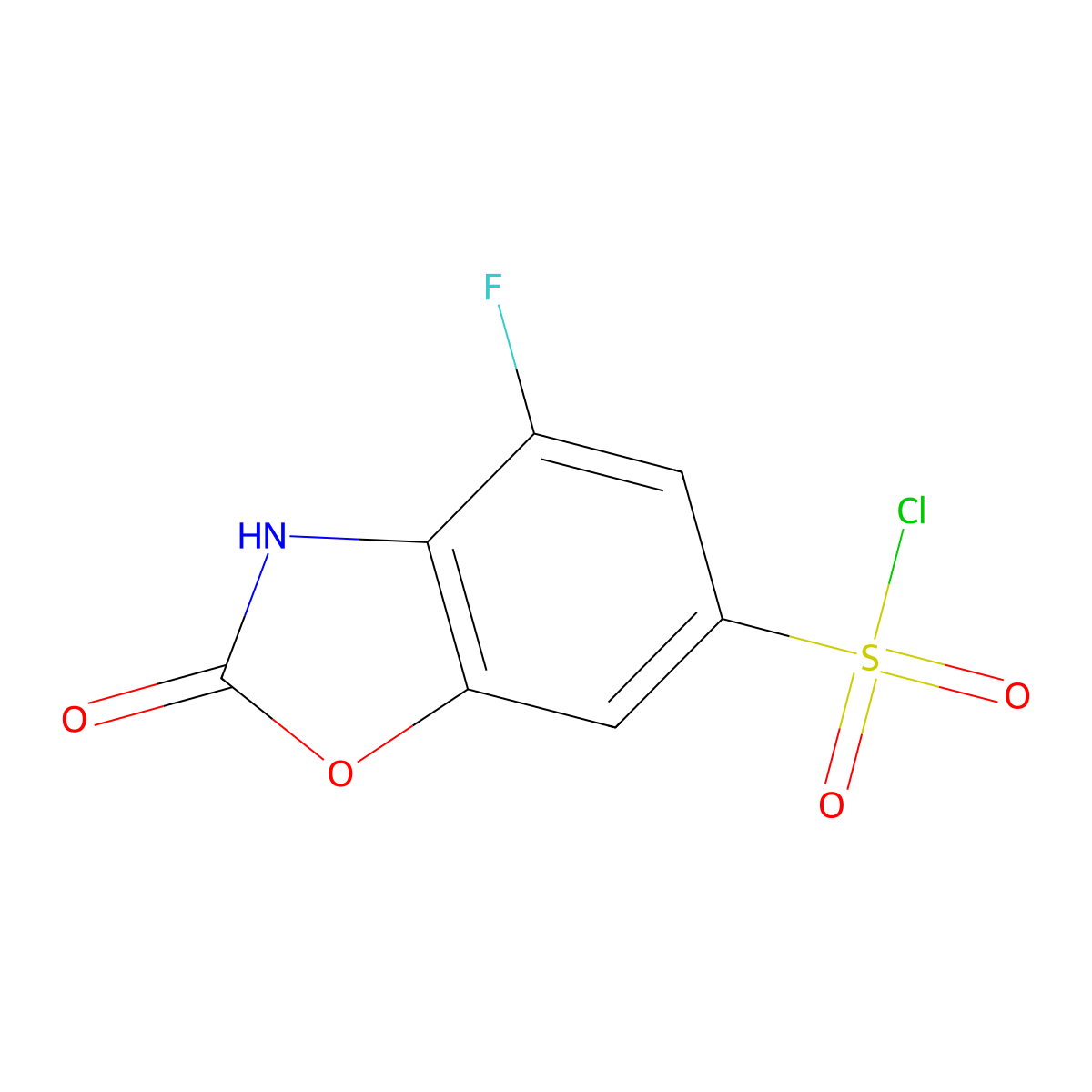 4-Fluoro-2-oxo-2,3-dihydrobenzo[d]oxazole-6-sulfonyl chloride molecular structure, CAS 1500833-43-1