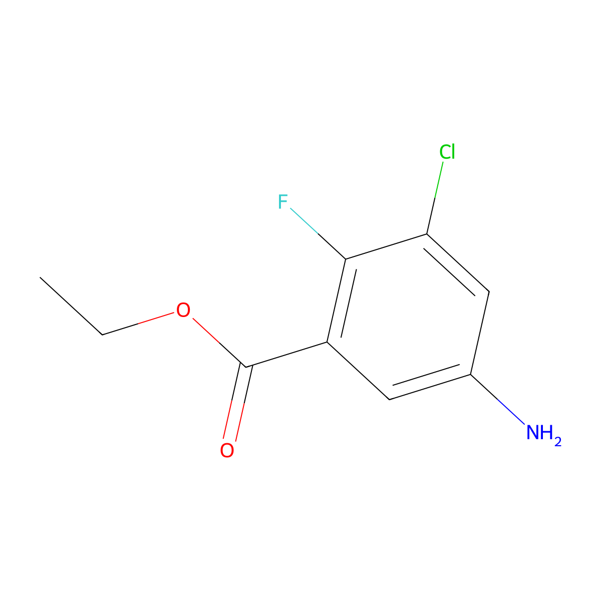 Ethyl 5-amino-3-chloro-2-fluorobenzoate molecular structure, CAS 1500836-46-3