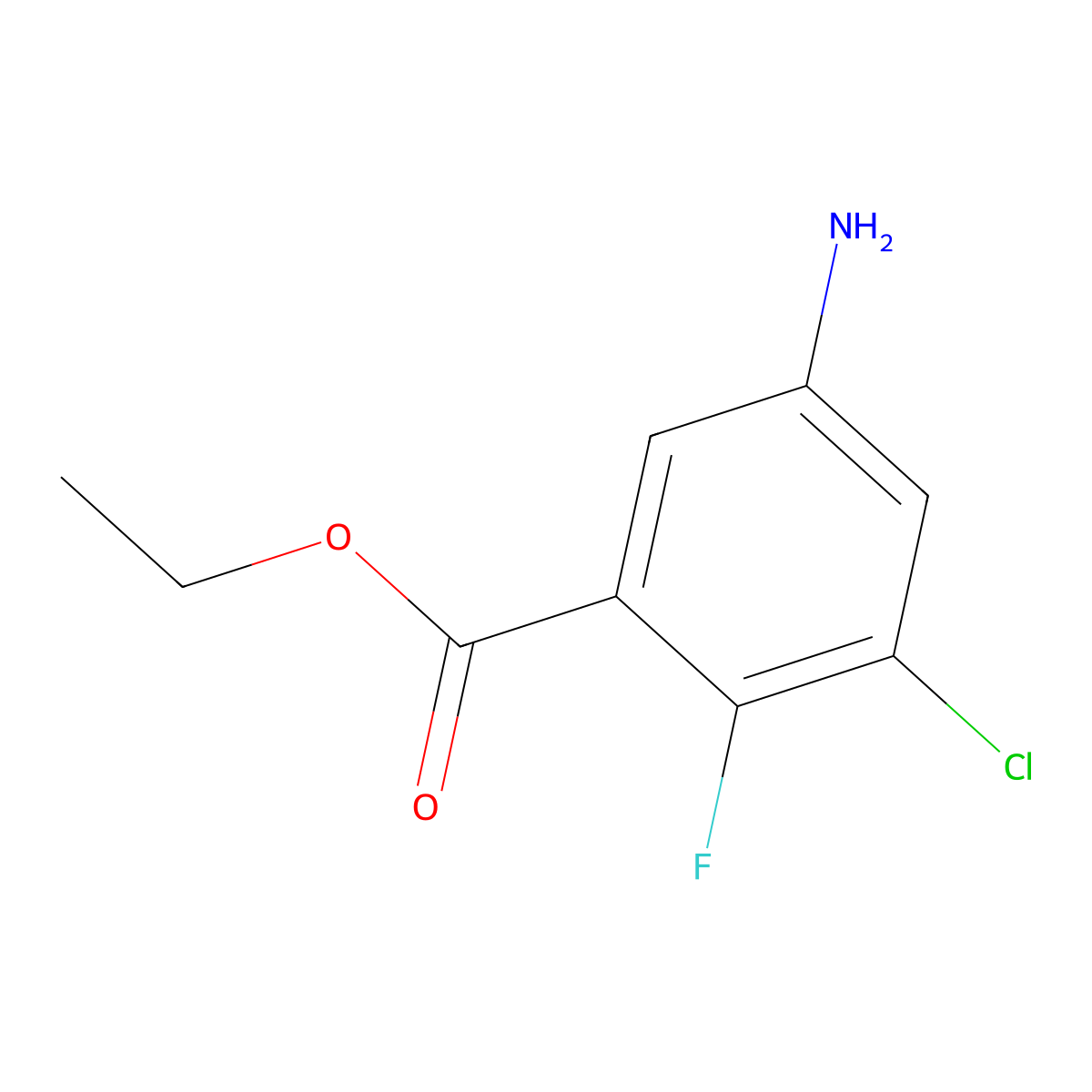 Ethyl 5-amino-3-chloro-2-fluorobenzoate molecular structure, CAS 1500836-46-3