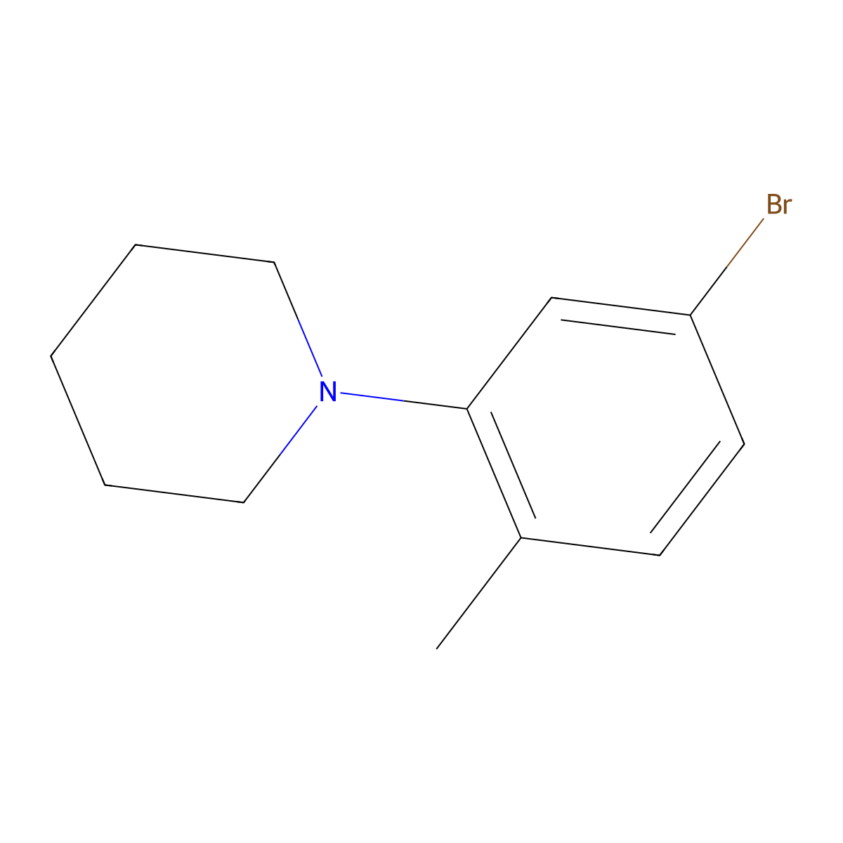 1-(5-Bromo-2-methylphenyl)piperidine molecular structure, CAS 1500843-29-7