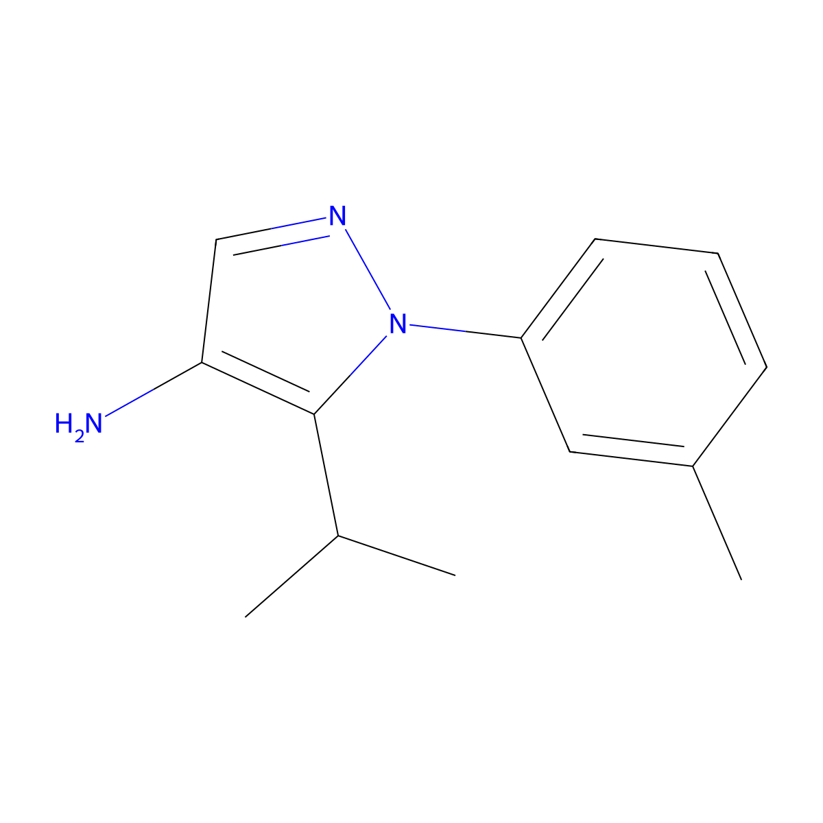 1-(3-Methylphenyl)-5-(propan-2-yl)-1H-pyrazol-4-amine molecular structure, CAS 1500850-77-0