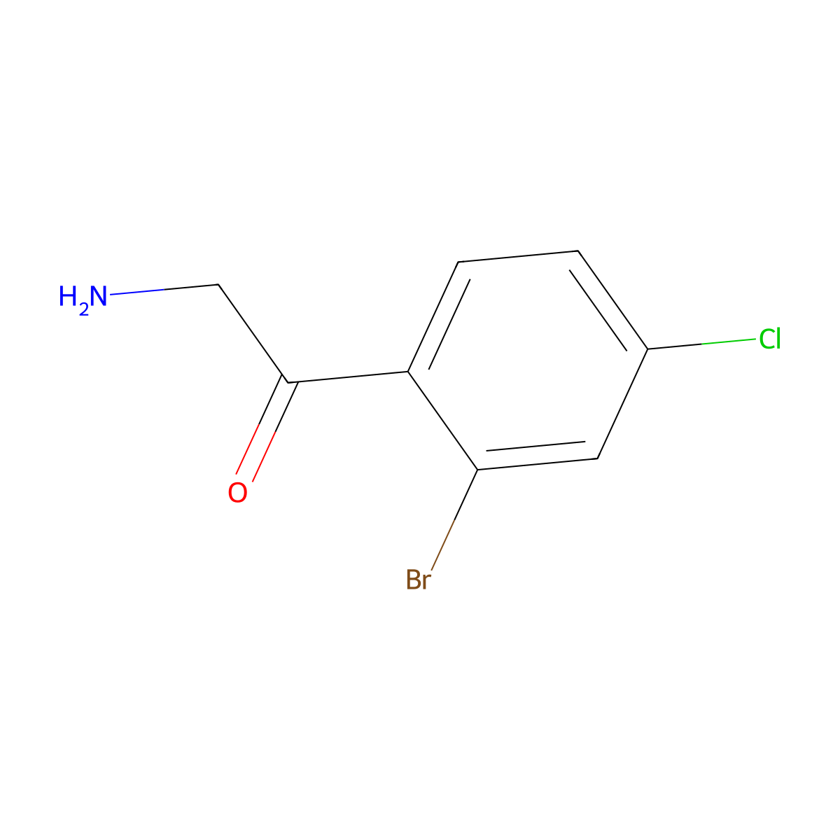 2-Amino-1-(2-bromo-4-chlorophenyl)ethan-1-one molecular structure, CAS 1500877-54-2