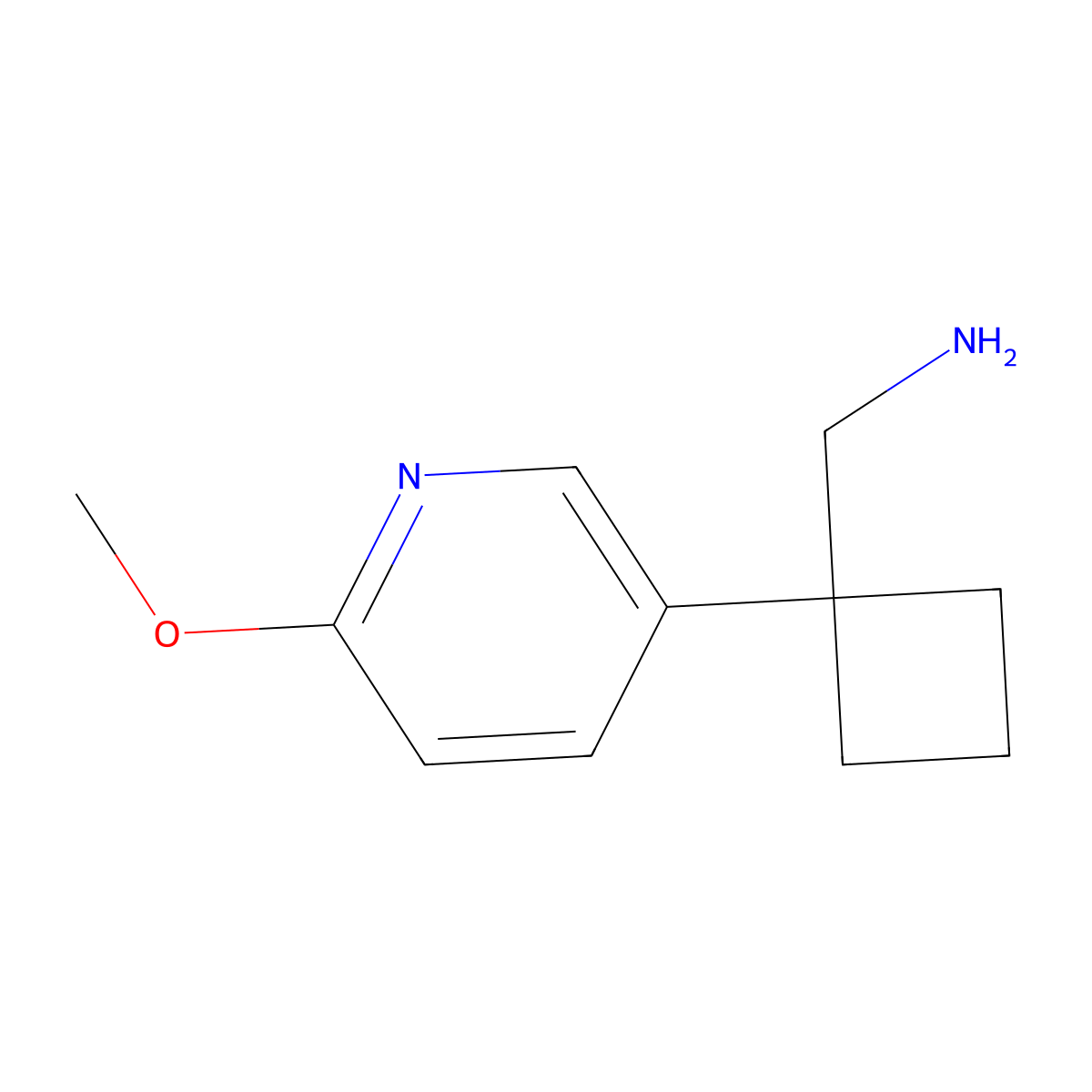 1-[1-(6-Methoxypyridin-3-yl)cyclobutyl]methanamine molecular structure, CAS 1500895-43-1
