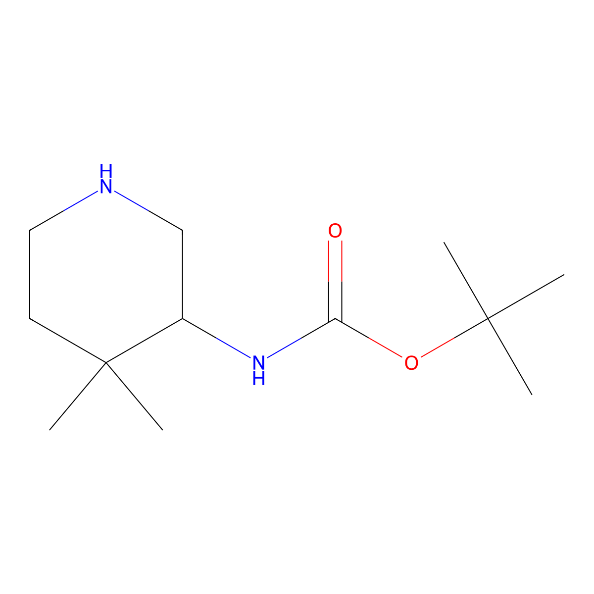 tert-butyl N-(4,4-dimethylpiperidin-3-yl)carbamate molecular structure, CAS 1500902-80-6