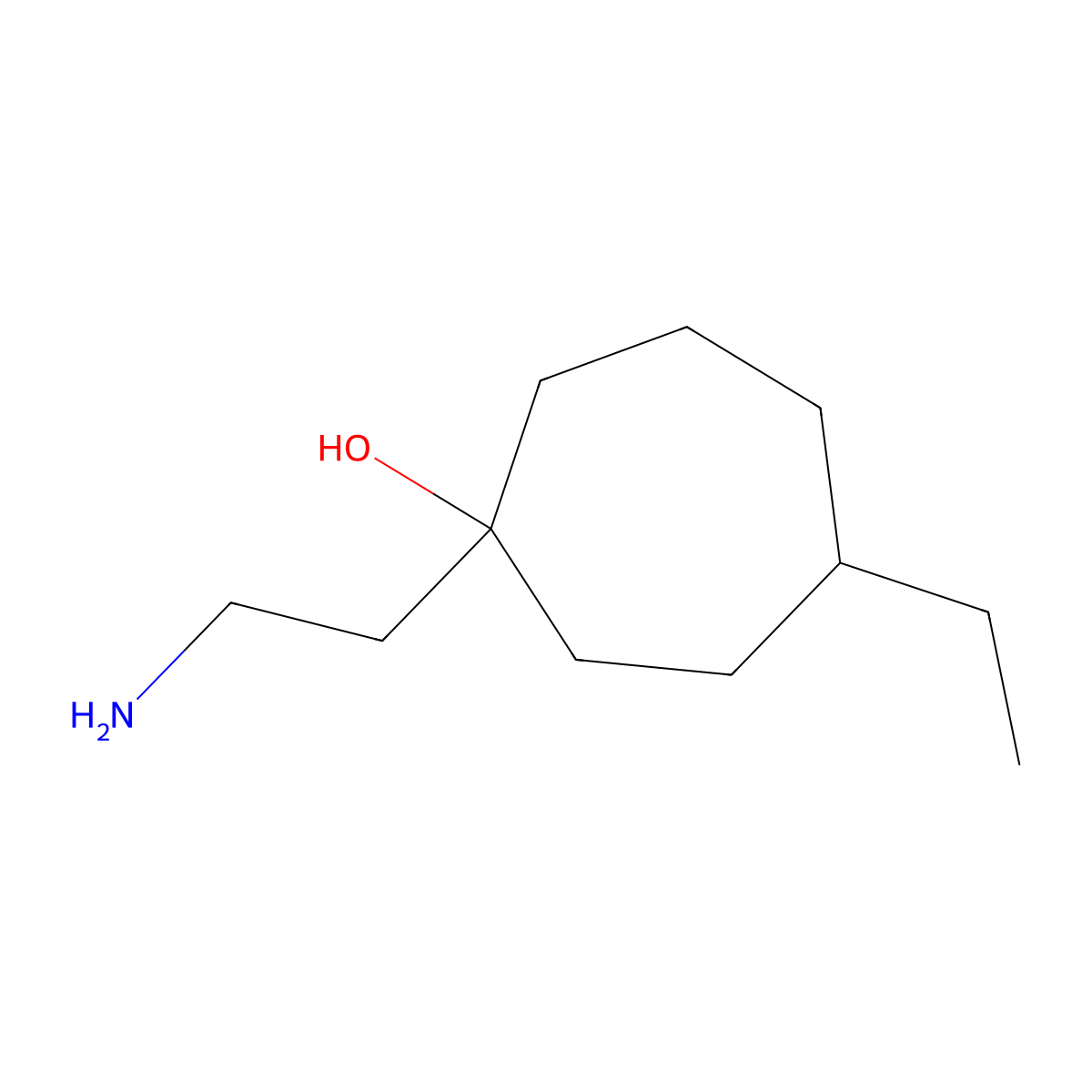 1-(2-Aminoethyl)-4-ethylcycloheptan-1-ol molecular structure, CAS 1500909-32-9