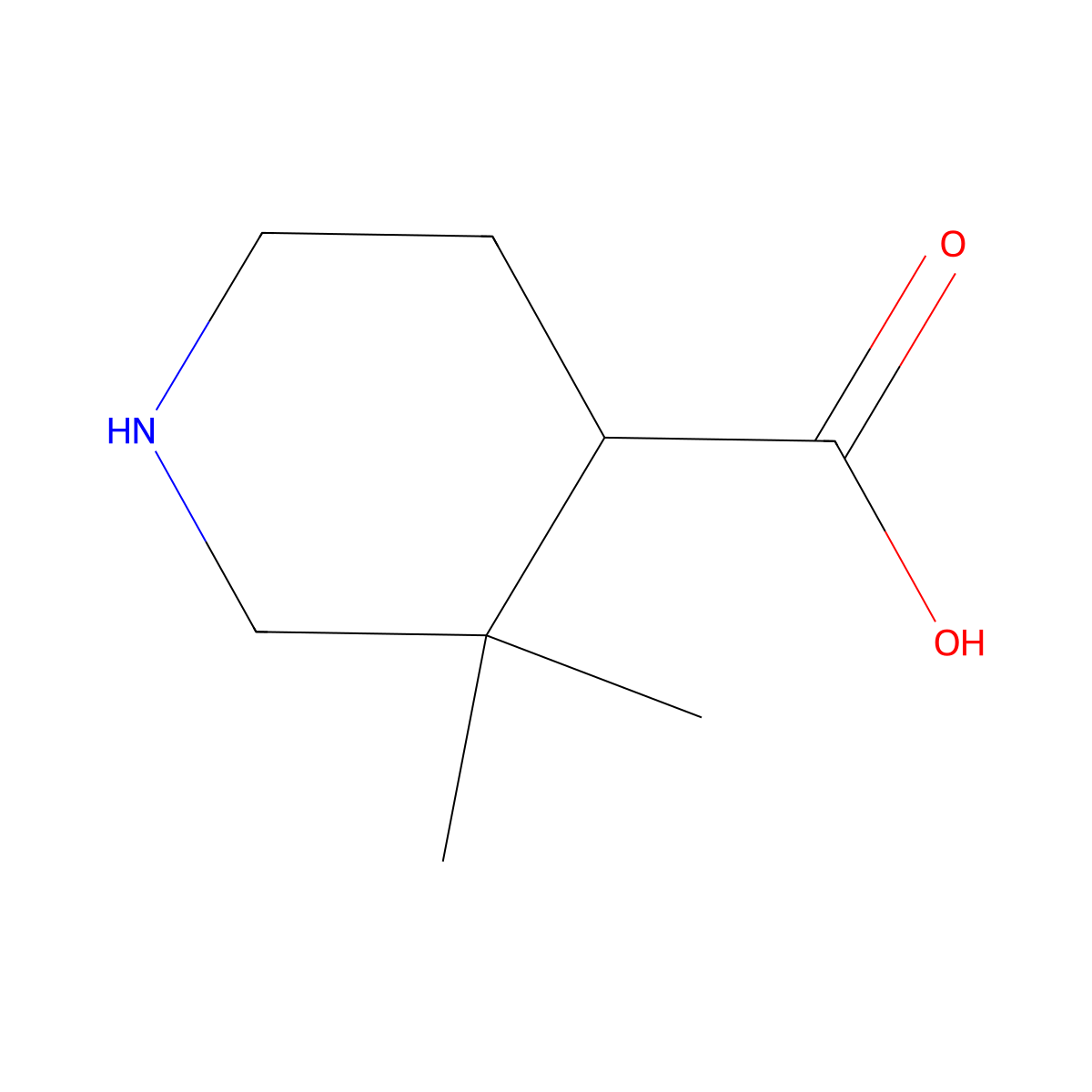 3,3-Dimethylpiperidine-4-carboxylic acid molecular structure, CAS 1500924-09-3