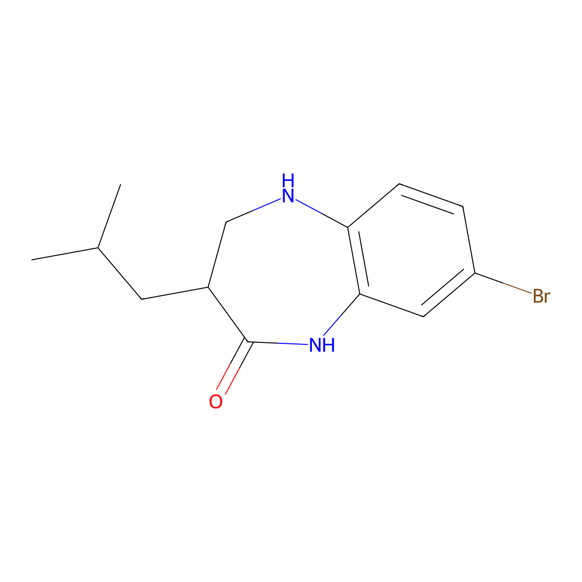 8-bromo-3-(2-methylpropyl)-2,3,4,5-tetrahydro-1H-1,5-benzodiazepin-2-one molecular structure, CAS 1500935-71-6