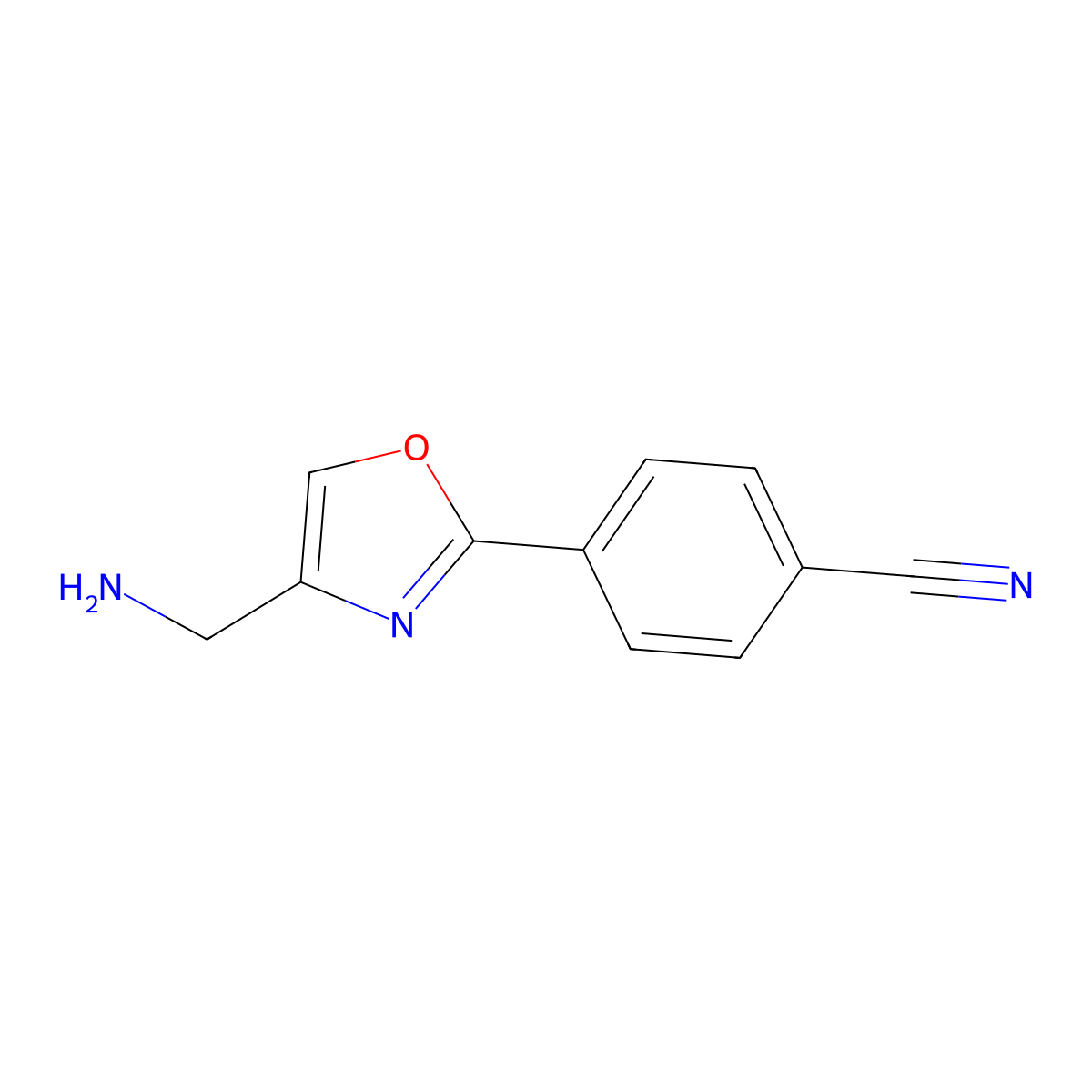 4-[4-(Aminomethyl)-1,3-oxazol-2-yl]benzonitrile molecular structure, CAS 1500937-19-8