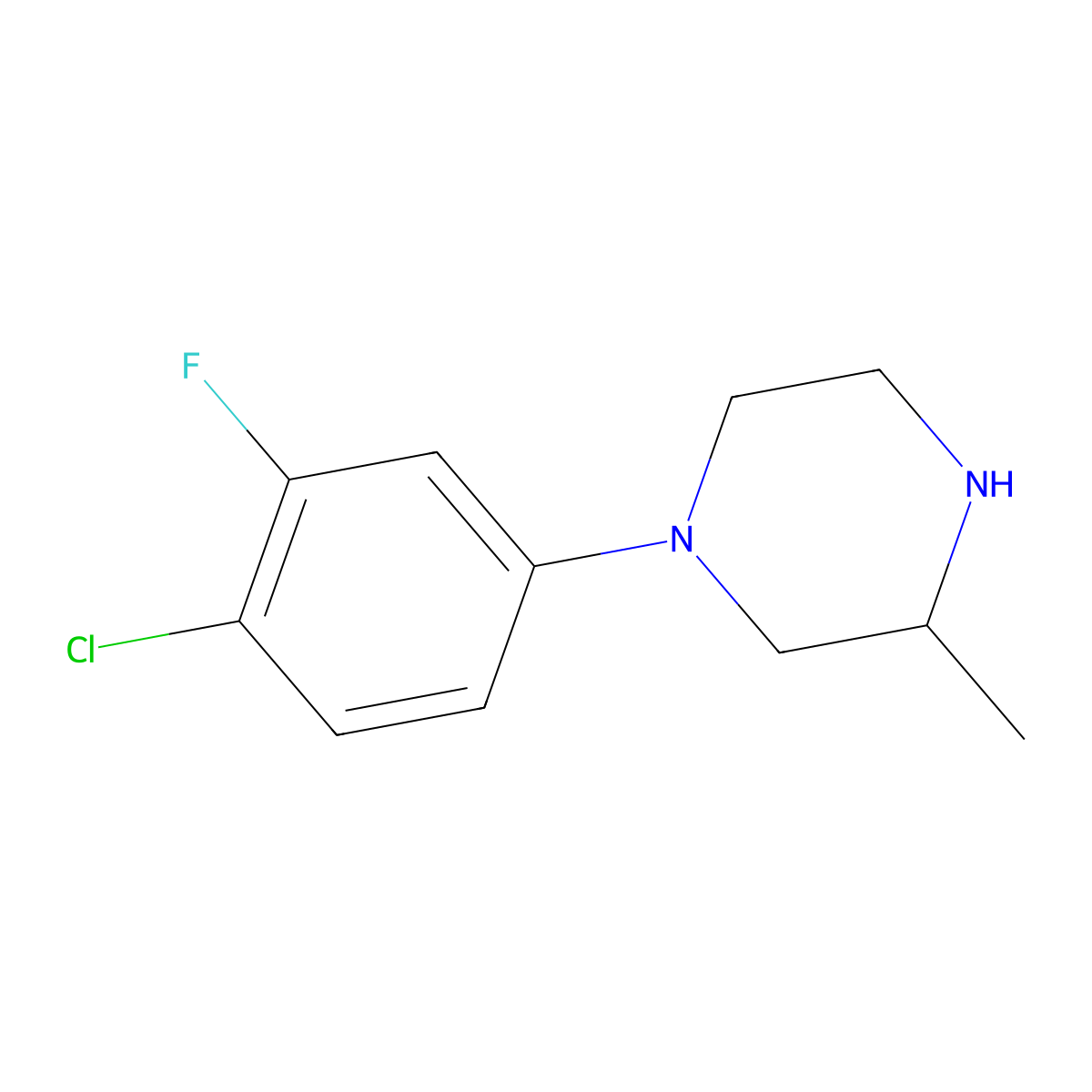 1-(4-Chloro-3-fluorophenyl)-3-methylpiperazine molecular structure, CAS 1500946-58-6