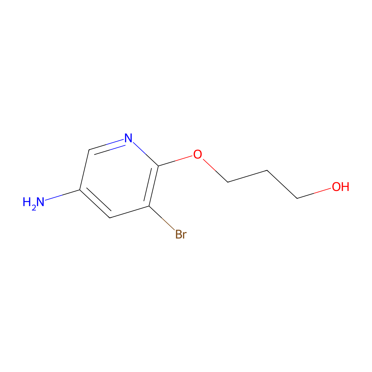 3-[(5-Amino-3-bromopyridin-2-yl)oxy]propan-1-ol molecular structure, CAS 1500947-61-4