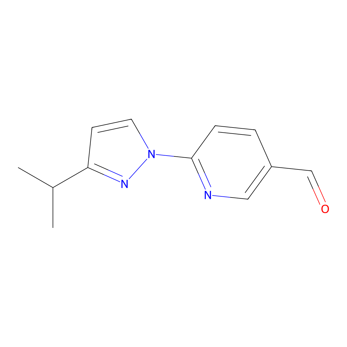 6-(3-Propan-2-ylpyrazol-1-yl)pyridine-3-carbaldehyde molecular structure, CAS 1500952-18-0