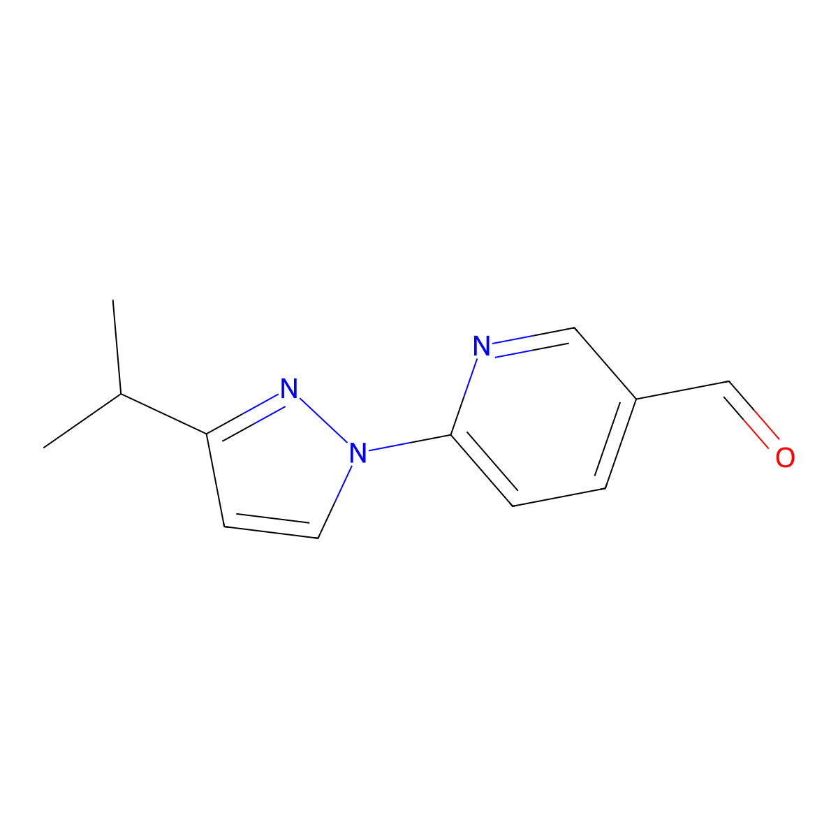 6-(3-Propan-2-ylpyrazol-1-yl)pyridine-3-carbaldehyde molecular structure, CAS 1500952-18-0