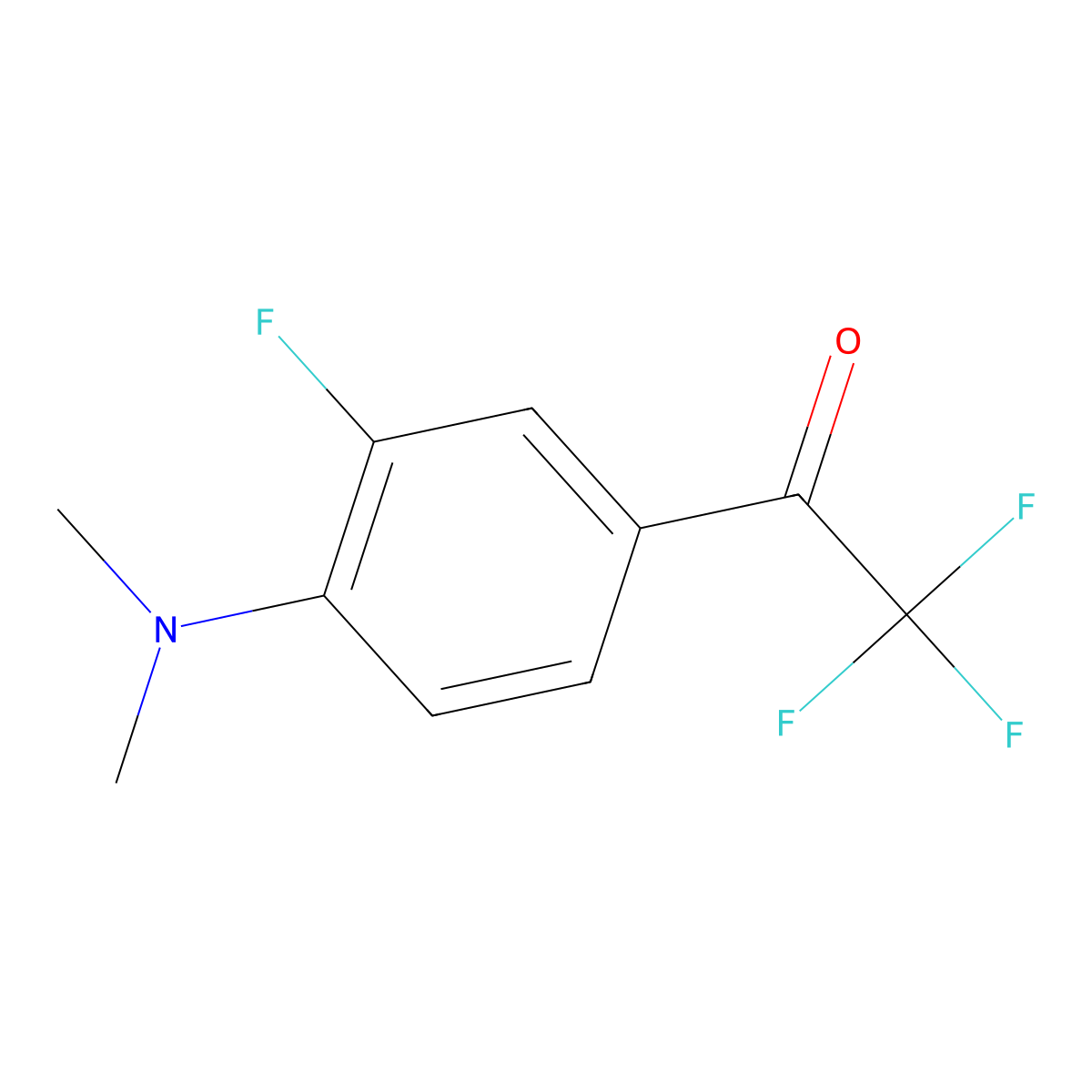 1-[4-(Dimethylamino)-3-fluorophenyl]-2,2,2-trifluoroethan-1-one molecular structure, CAS 1500954-92-6