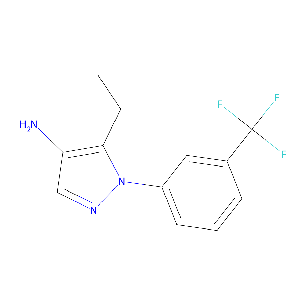 5-Ethyl-1-(3-(trifluoromethyl)phenyl)-1H-pyrazol-4-amine molecular structure, CAS 1500957-75-4
