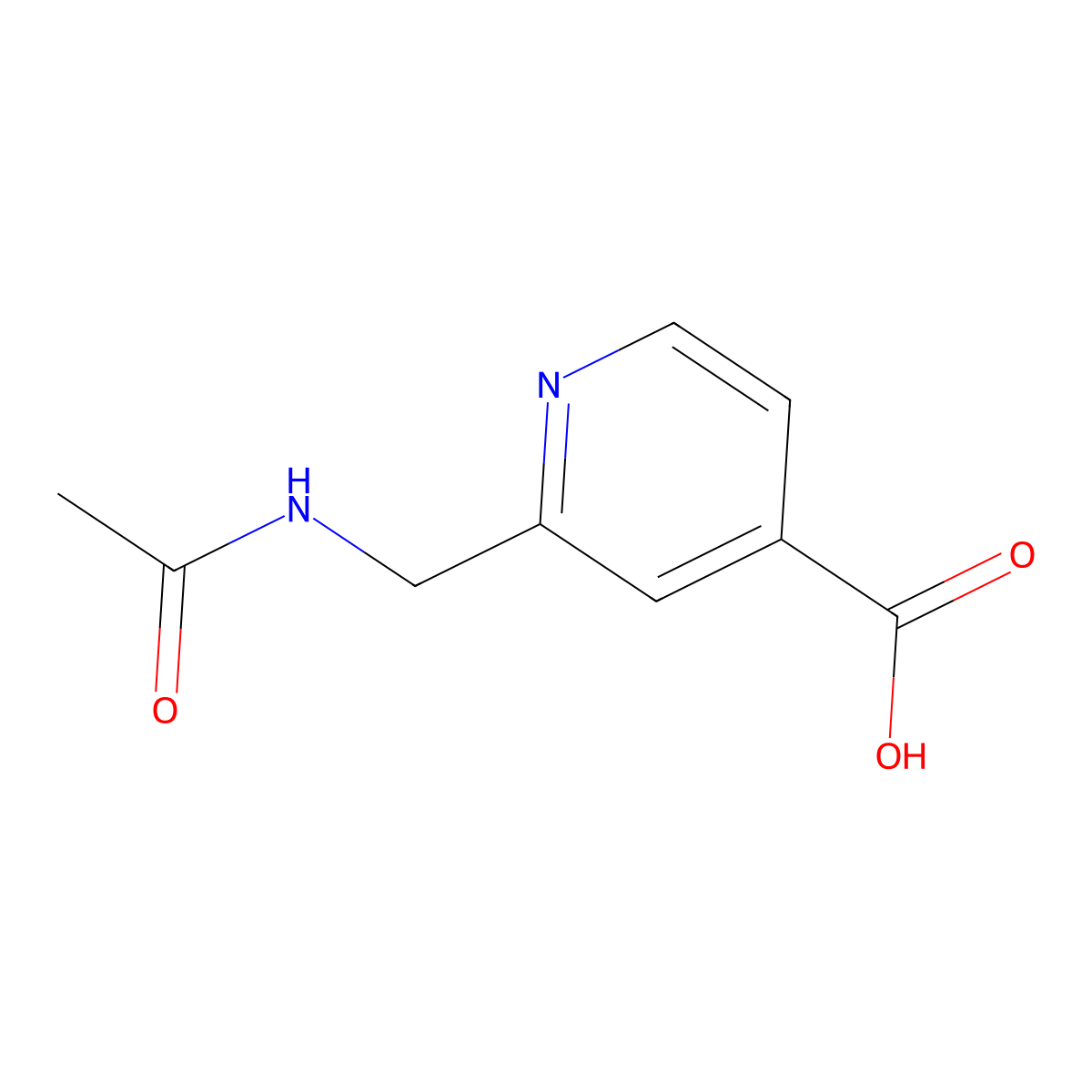 2-(Acetamidomethyl)pyridine-4-carboxylic acid molecular structure, CAS 1500958-19-9