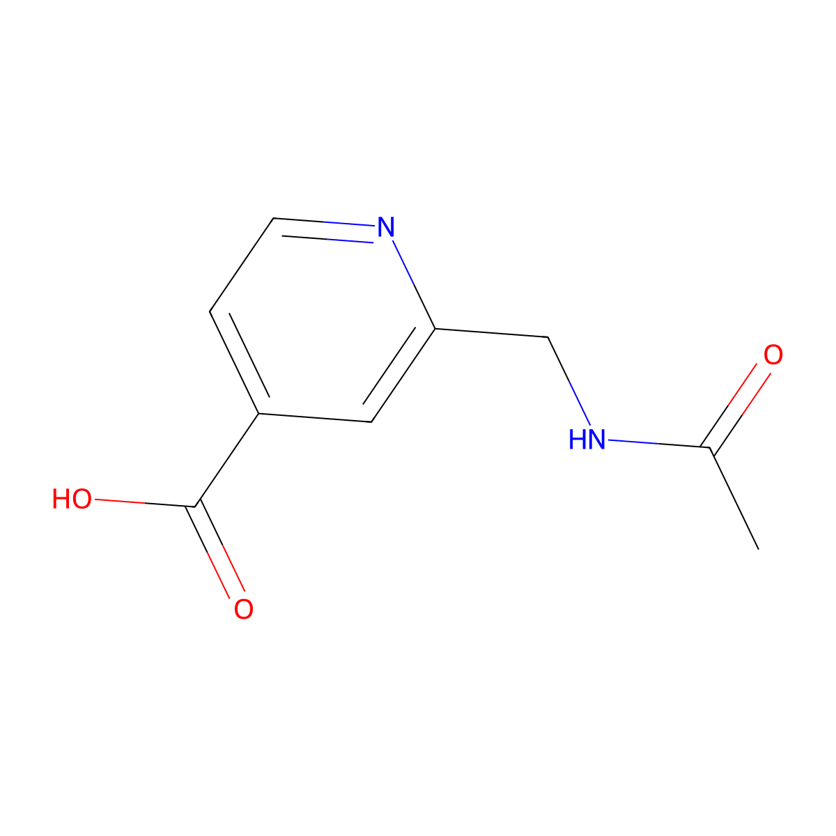 2-(Acetamidomethyl)pyridine-4-carboxylic acid molecular structure, CAS 1500958-19-9