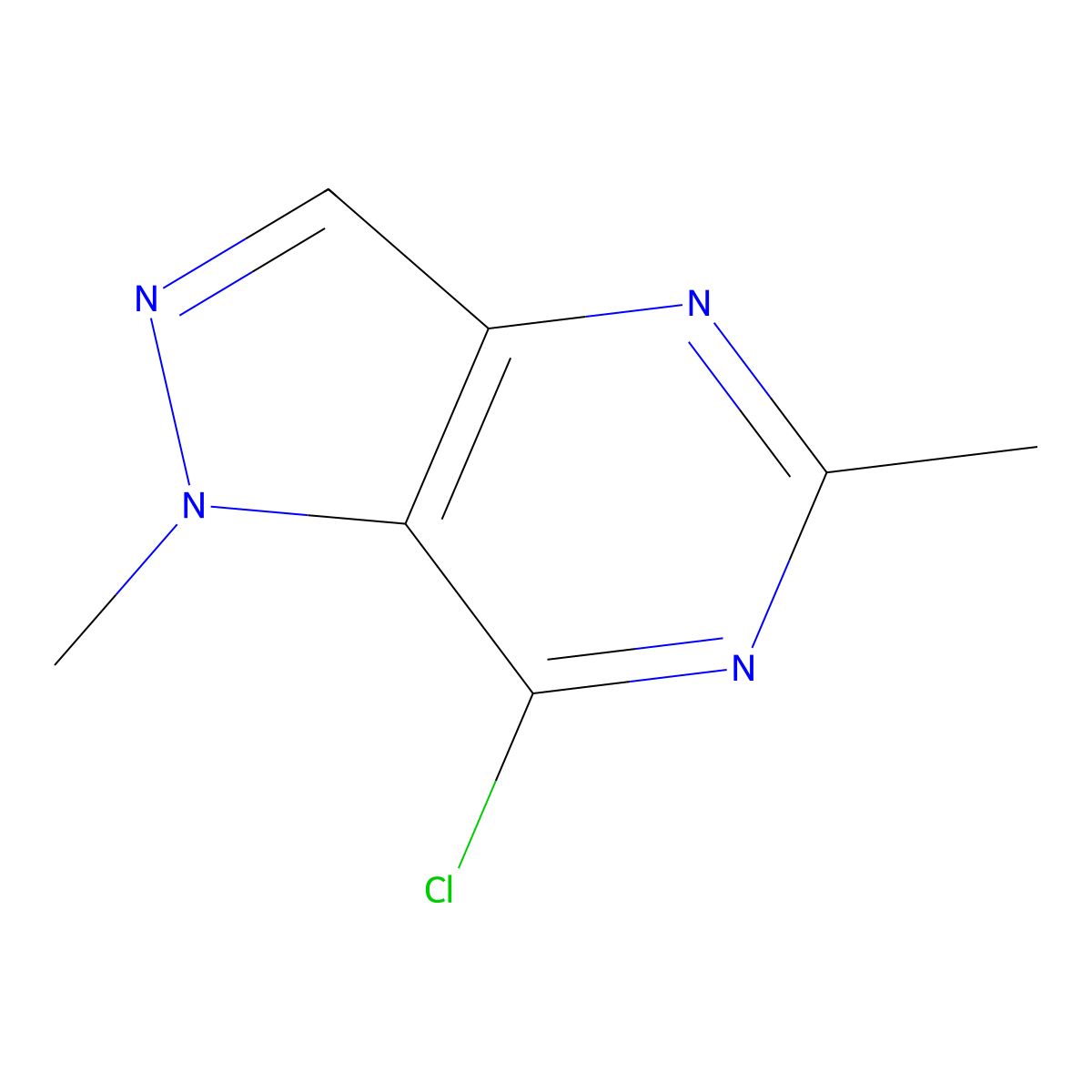 7-chloro-1,5-dimethyl-1H-pyrazolo(4,3-d)pyrimidine molecular structure, CAS 1500962-93-5