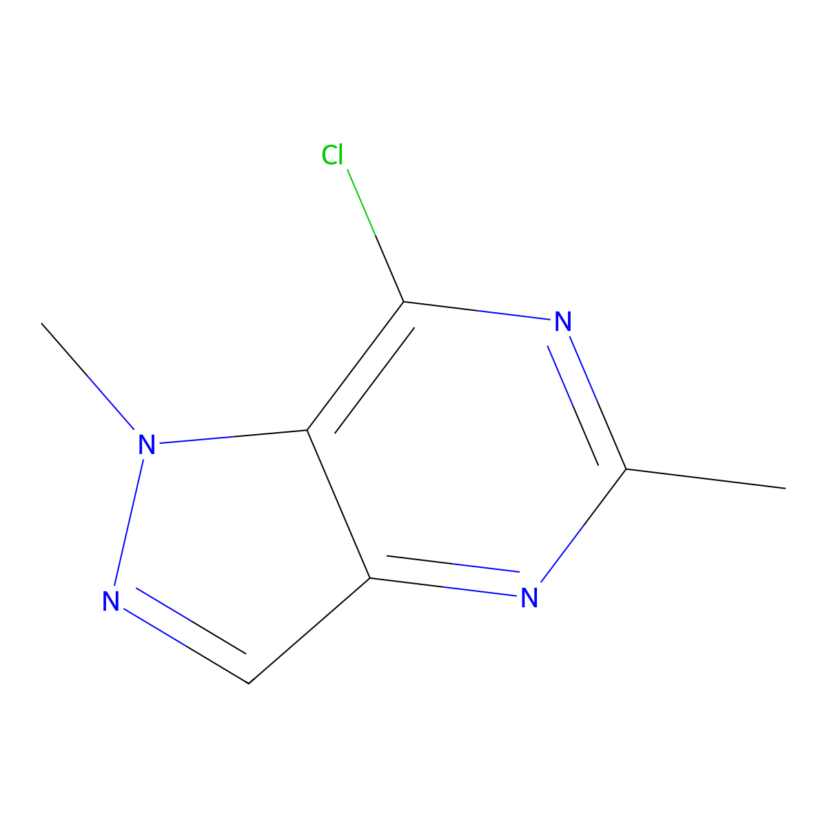 7-chloro-1,5-dimethyl-1H-pyrazolo(4,3-d)pyrimidine molecular structure, CAS 1500962-93-5