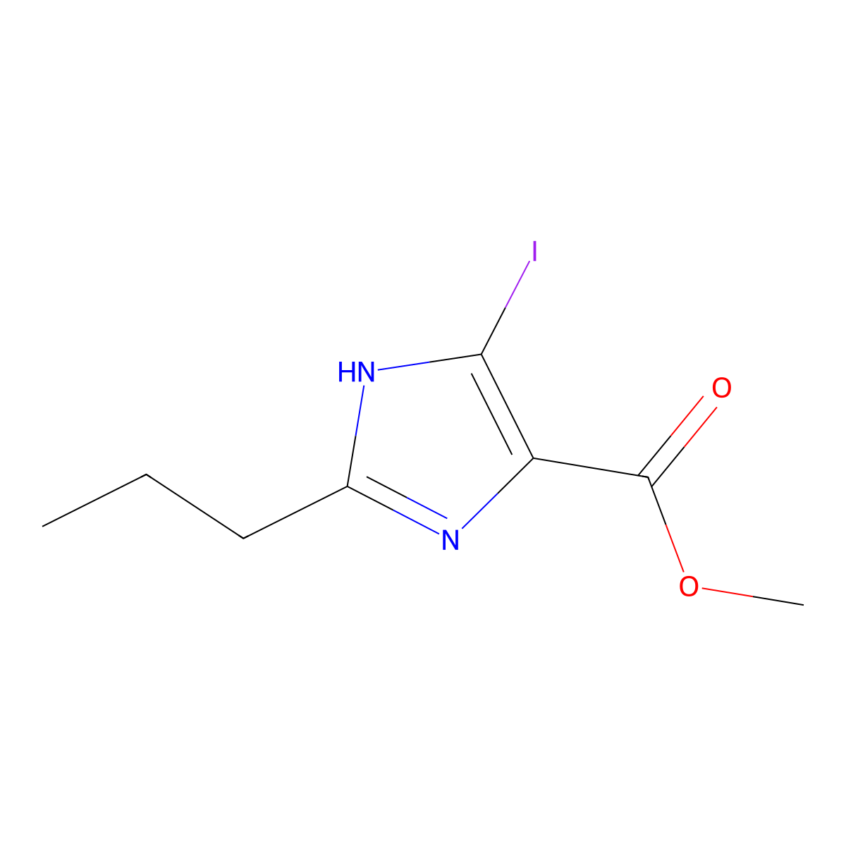 Methyl 5-iodo-2-propyl-1H-imidazole-4-carboxylate molecular structure, CAS 150097-91-9