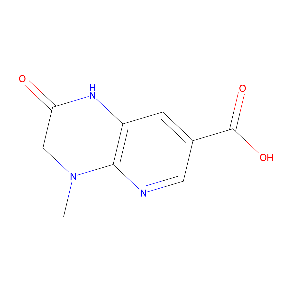 4-methyl-2-oxo-1H,2H,3H,4H-pyrido[2,3-b]pyrazine-7-carboxylic acid molecular structure, CAS 1500976-77-1