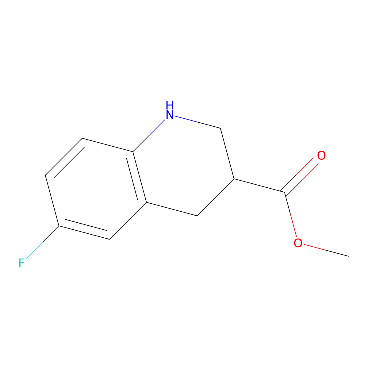 Methyl 6-fluoro-1,2,3,4-tetrahydroquinoline-3-carboxylate molecular structure, CAS 1500999-38-1