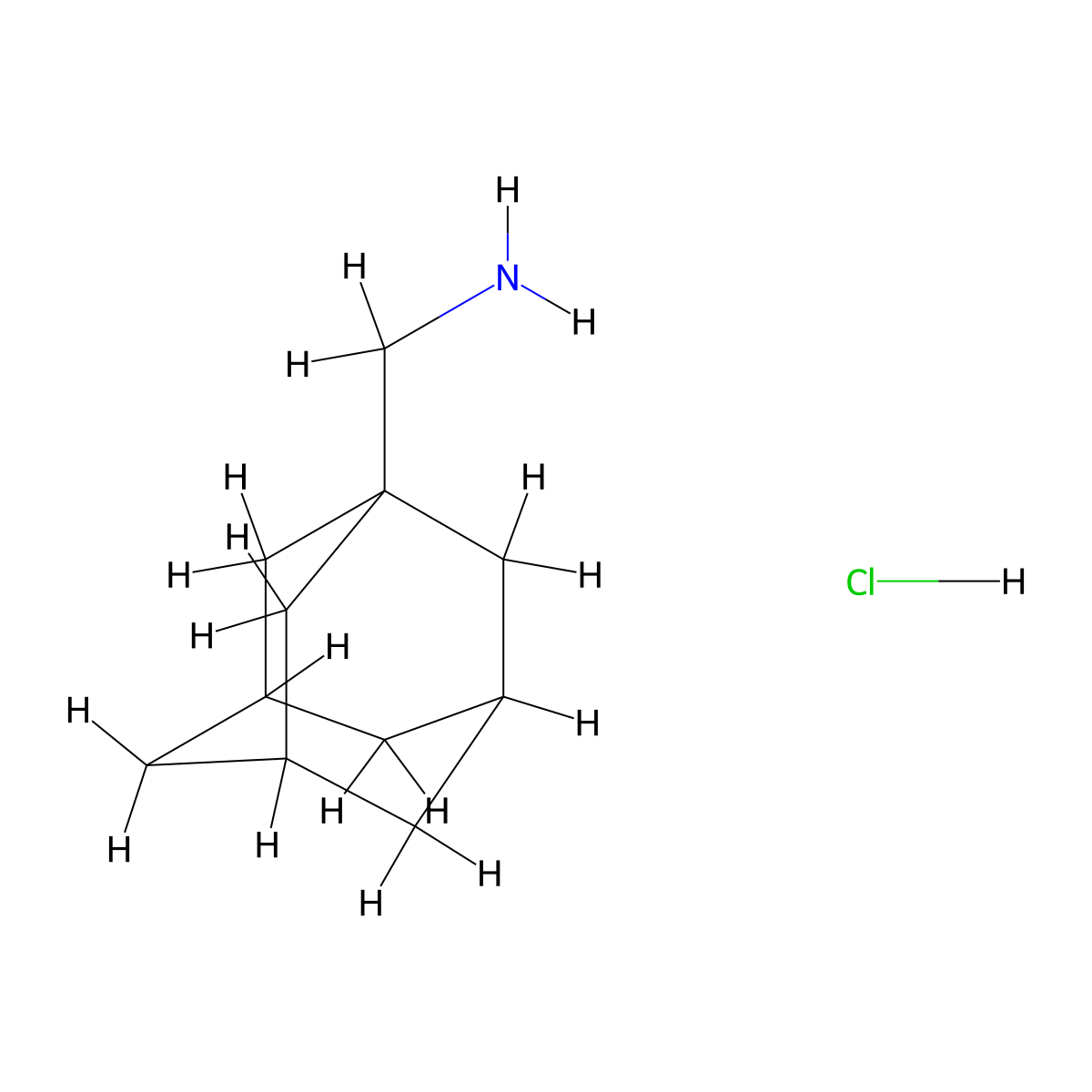 Adamantan-1-ylmethanamine hydrochloride molecular structure, CAS 1501-98-0