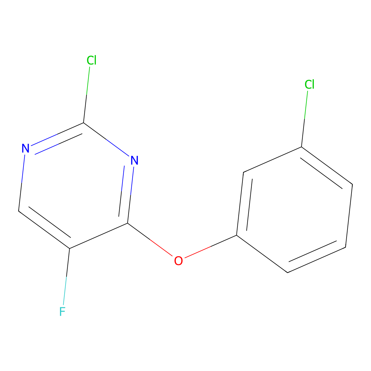 2-Chloro-4-(3-chlorophenoxy)-5-fluoropyrimidine molecular structure, CAS 1501003-30-0