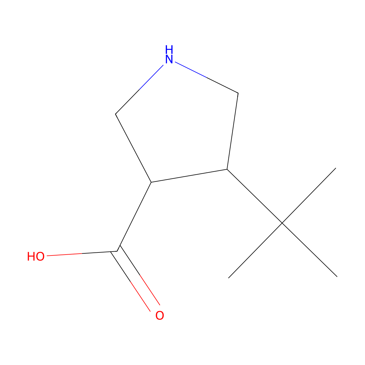 4-Tert-butylpyrrolidine-3-carboxylic acid molecular structure, CAS 1501018-00-3