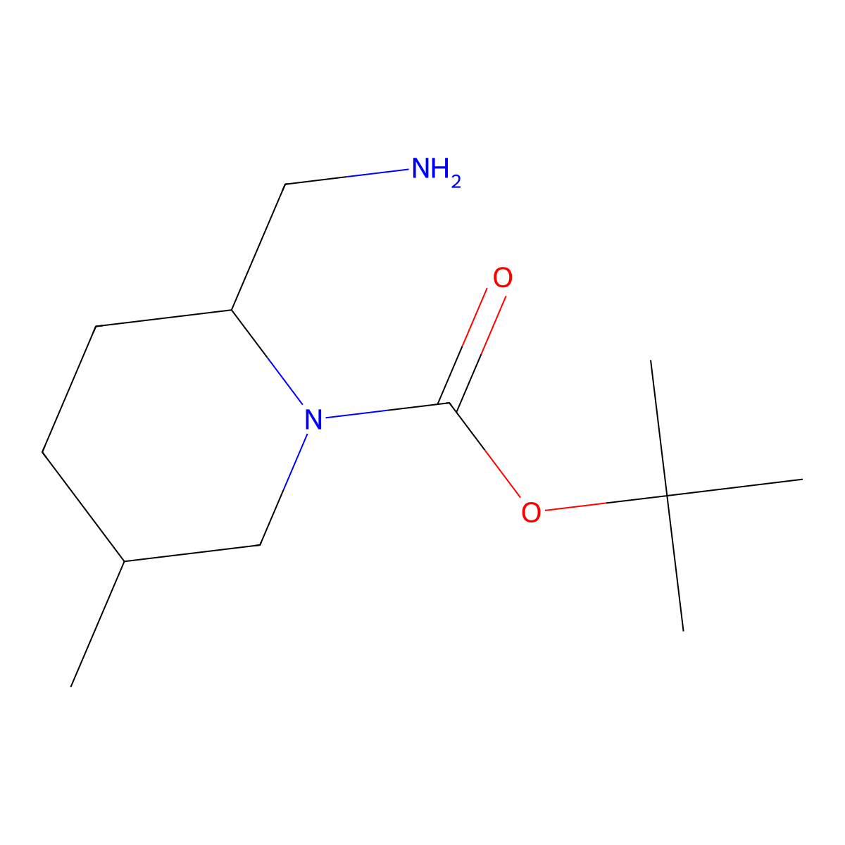 Tert-butyl 2-(aminomethyl)-5-methylpiperidine-1-carboxylate molecular structure, CAS 1501022-83-8
