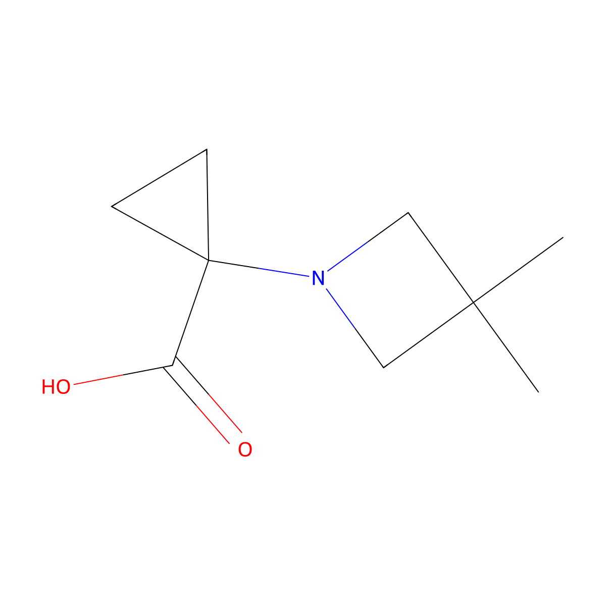 1-(3,3-Dimethylazetidin-1-yl)cyclopropanecarboxylic acid molecular structure, CAS 1501023-20-6
