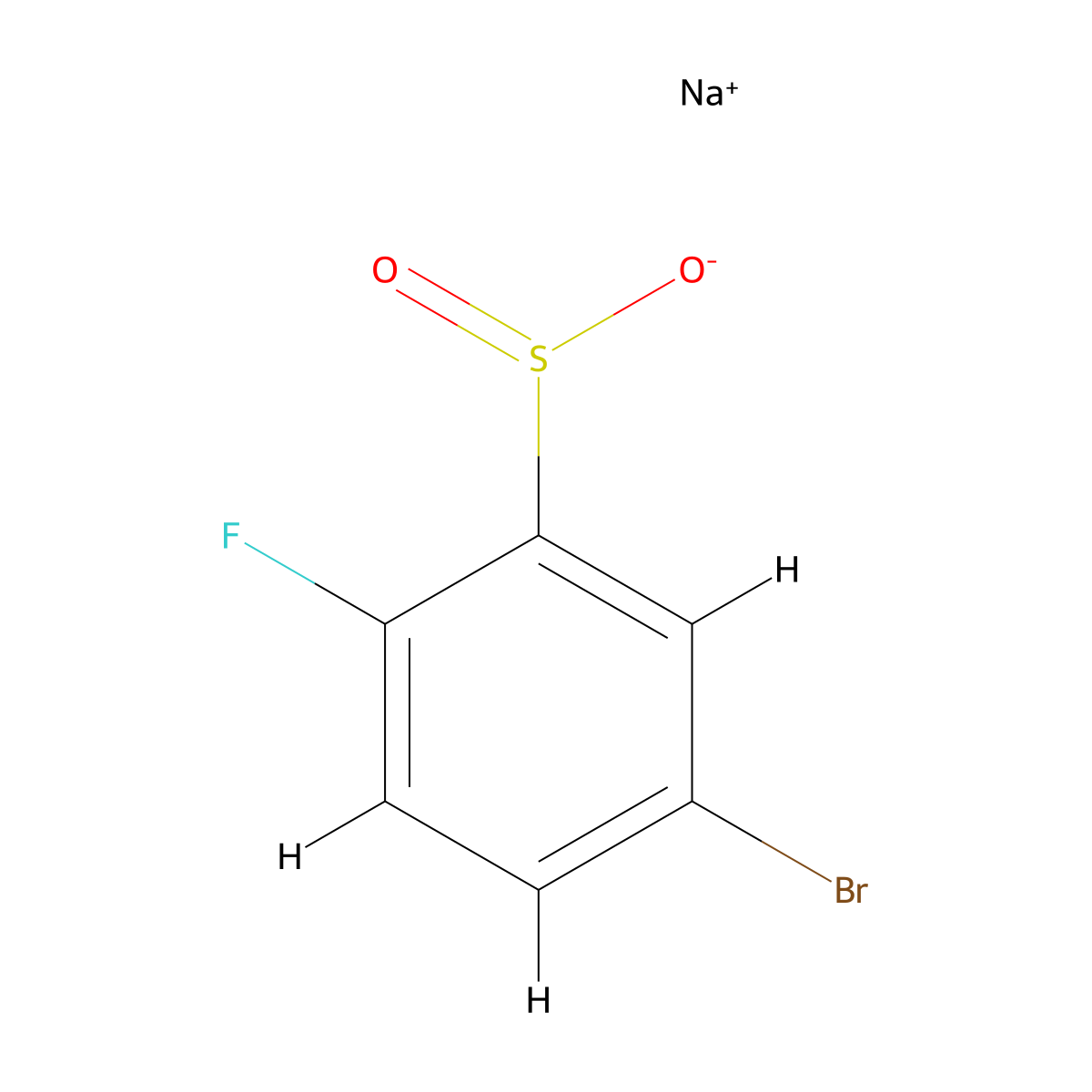 Sodium 5-bromo-2-fluorobenzene-1-sulfinate molecular structure, CAS 1501031-23-7