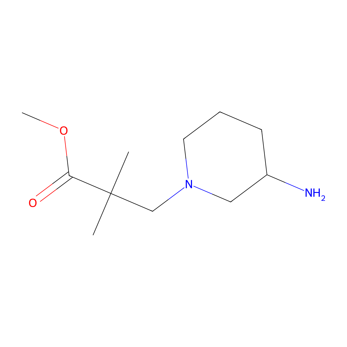 Methyl 3-(3-aminopiperidin-1-yl)-2,2-dimethylpropanoate molecular structure, CAS 1501034-83-8