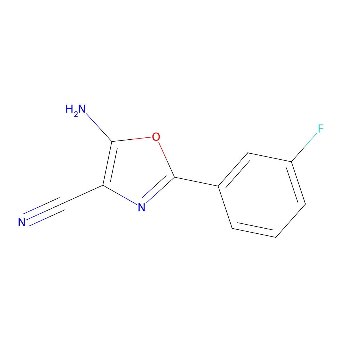 5-Amino-2-(3-fluorophenyl)-1,3-oxazole-4-carbonitrile molecular structure, CAS 1501064-61-4